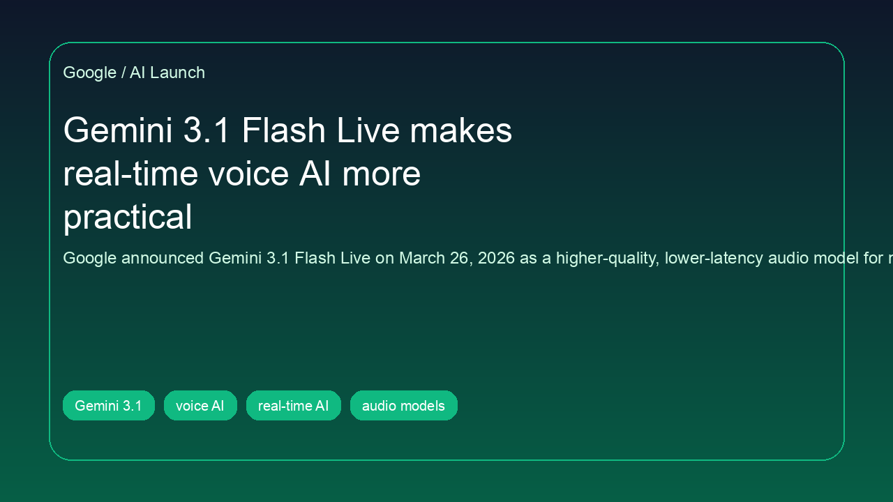 Cover image: Gemini 3.1 Flash Live makes real-time voice AI more practical