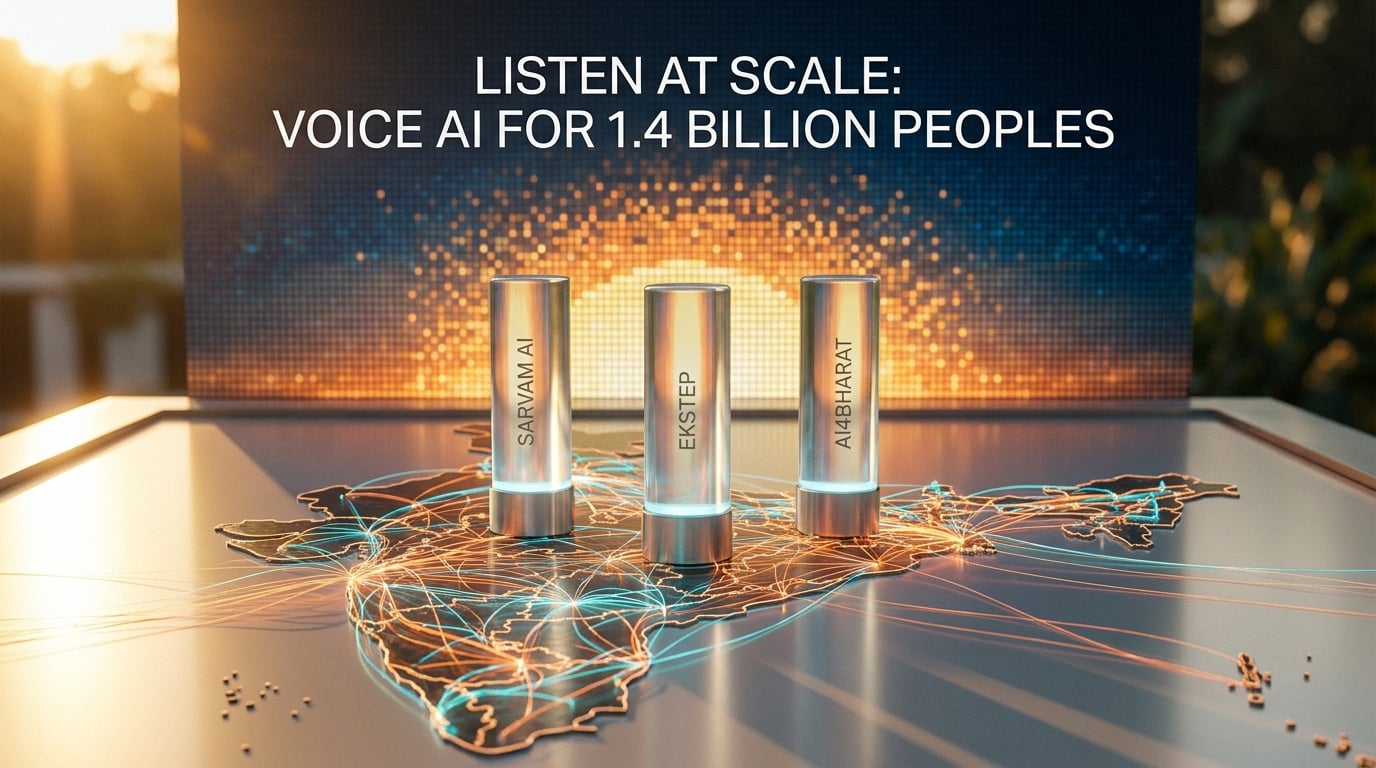 Cover image: Listen at Scale: How Sarvam, EkStep, and AI4Bharat Are Revolutionizing Multilingual Voice AI in India