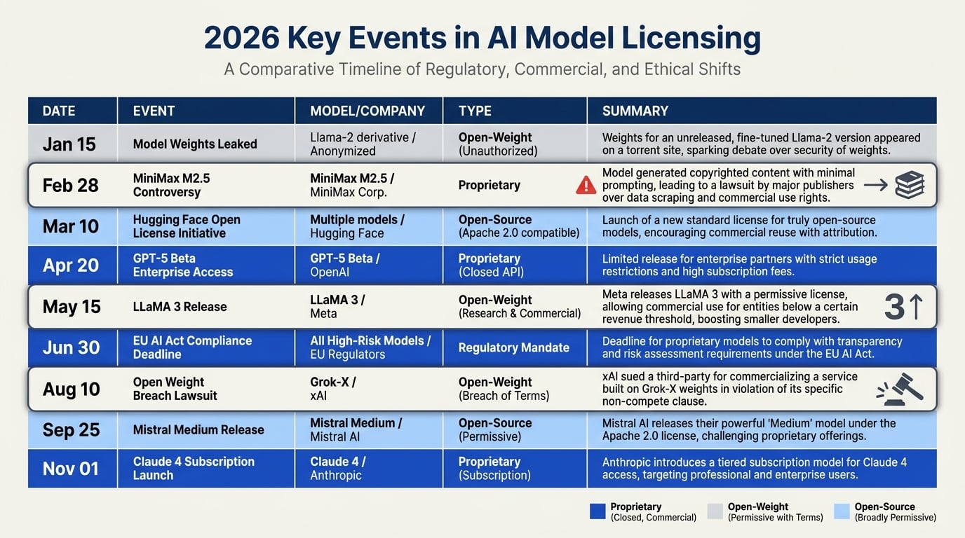 Key Developments in 2026 AI Licensing (TABLE)