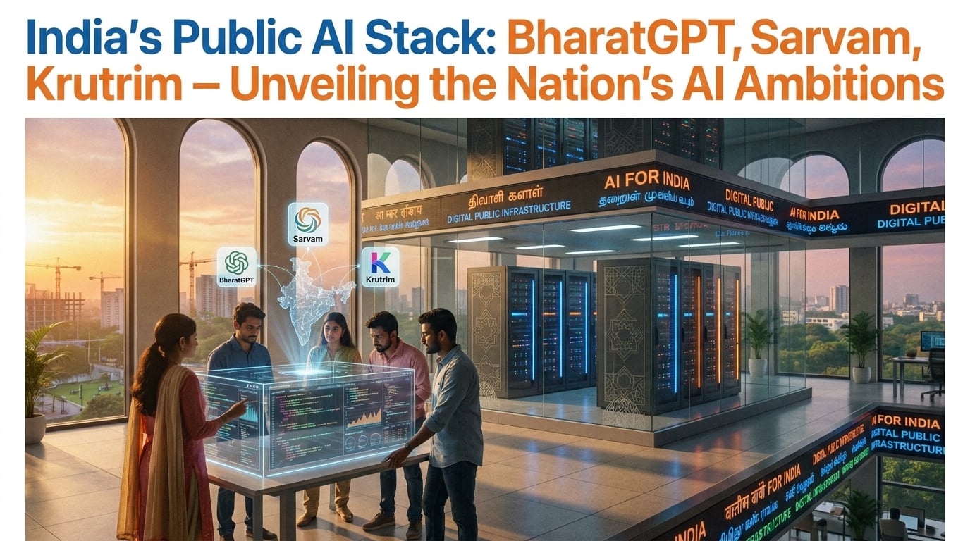 Cover image: India's Public AI Stack: BharatGPT, Sarvam, Krutrim – Unveiling the Nation’s AI Ambitions