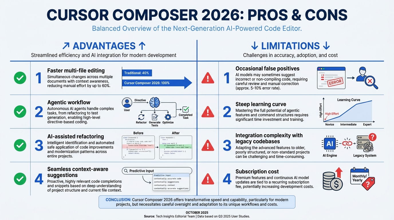 Pros and Cons of Cursor Composer (TABLE)