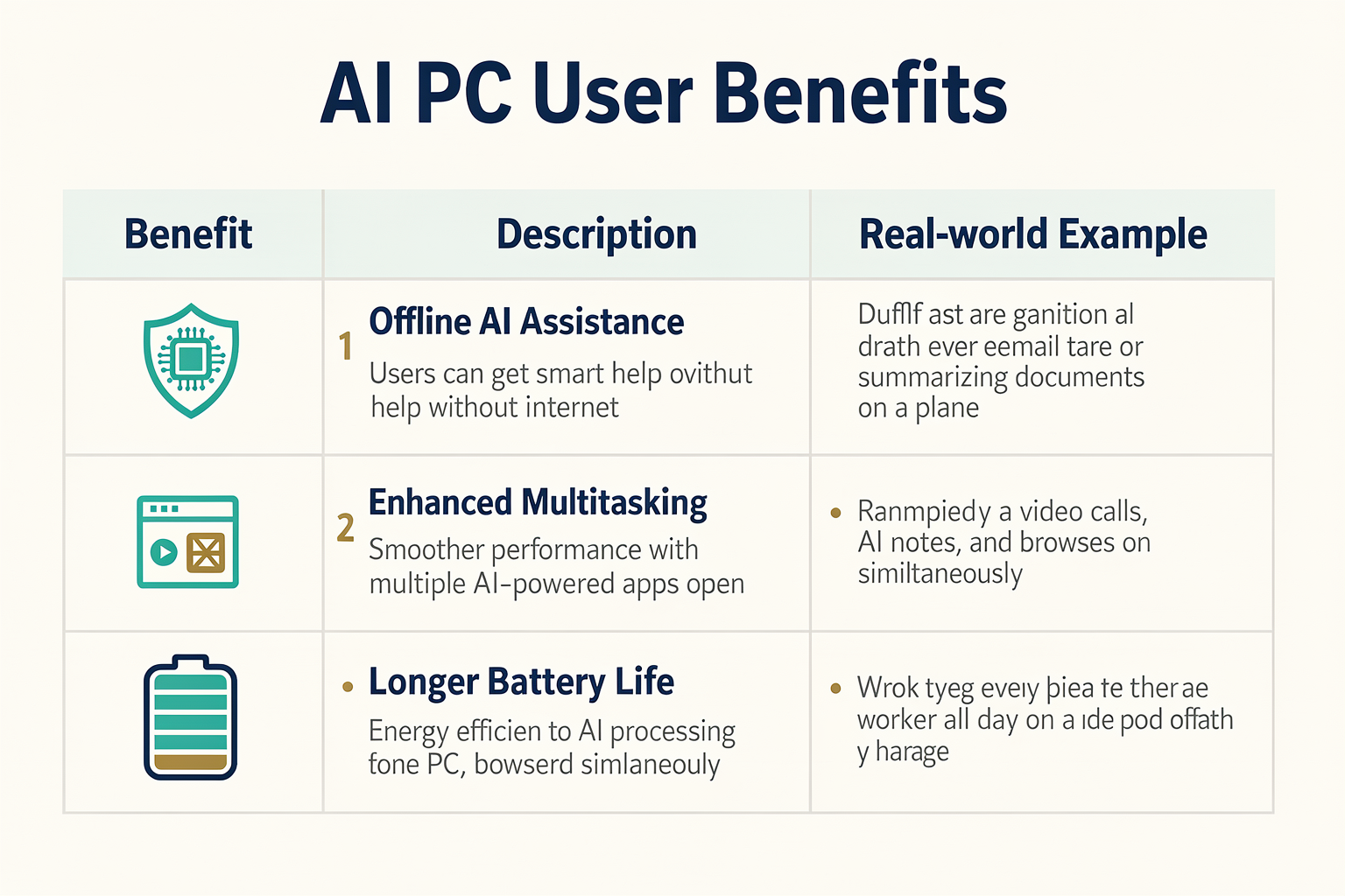 What This Means For You: User Benefits at a Glance (TABLE)