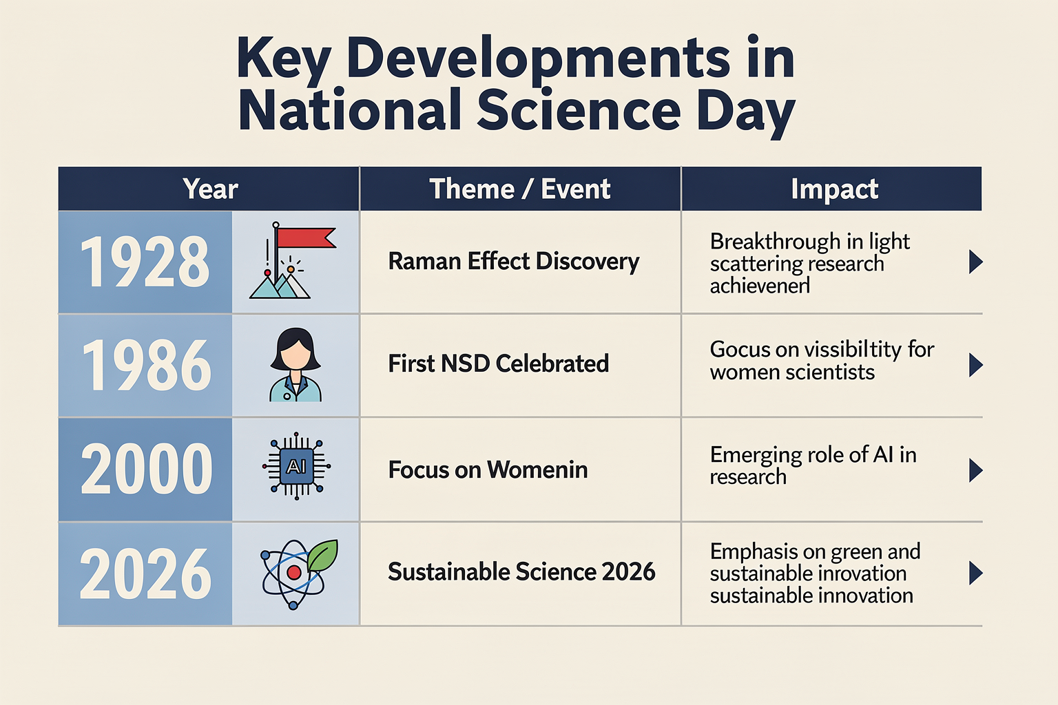 Key Developments in National Science Day (TABLE)