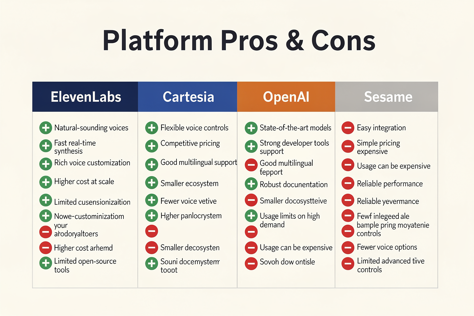 Pros and Cons of Each Platform (TABLE)