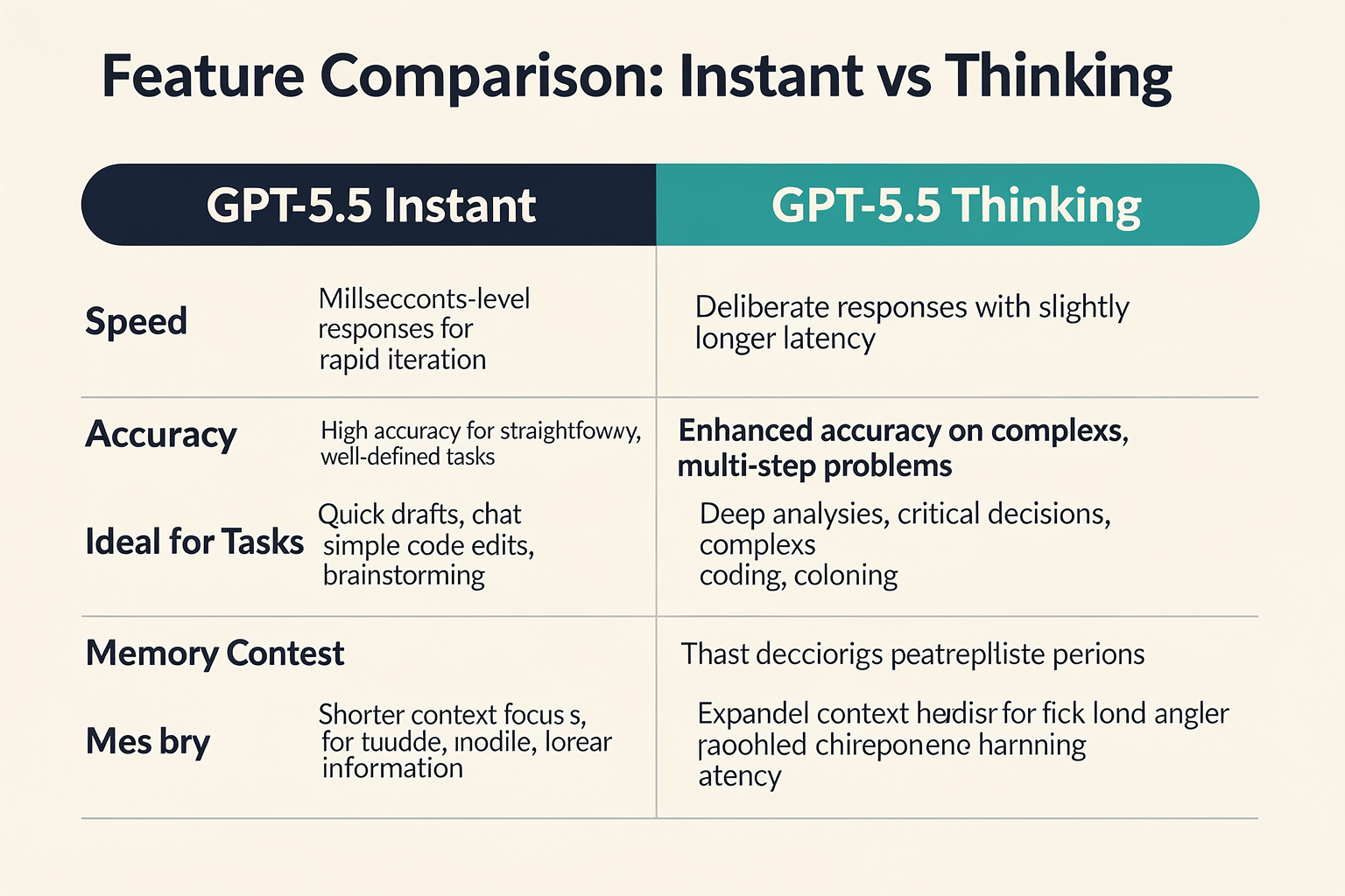Feature Comparison: Instant vs Thinking (TABLE)