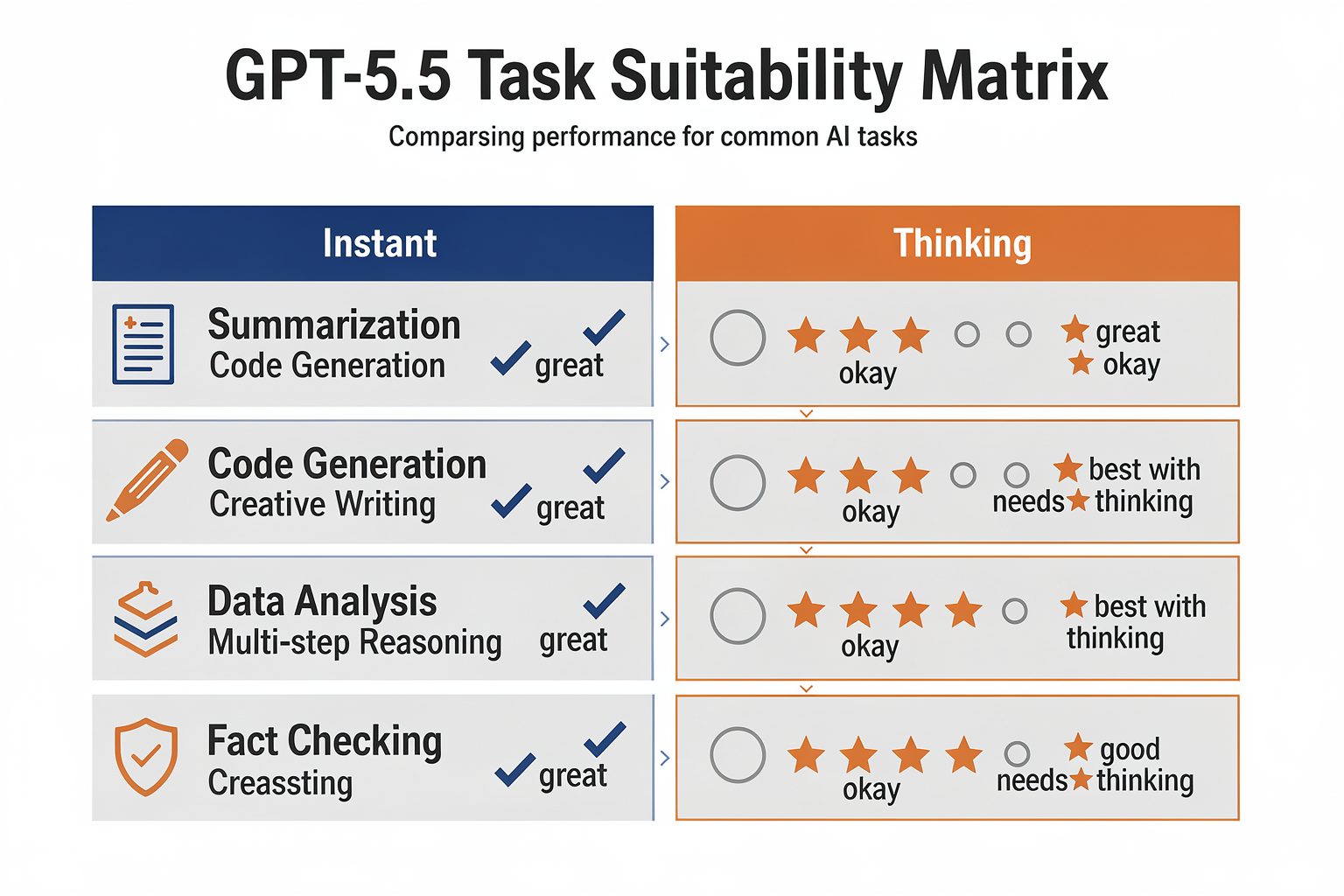 Detailed Task-by-Task Comparison (TABLE)