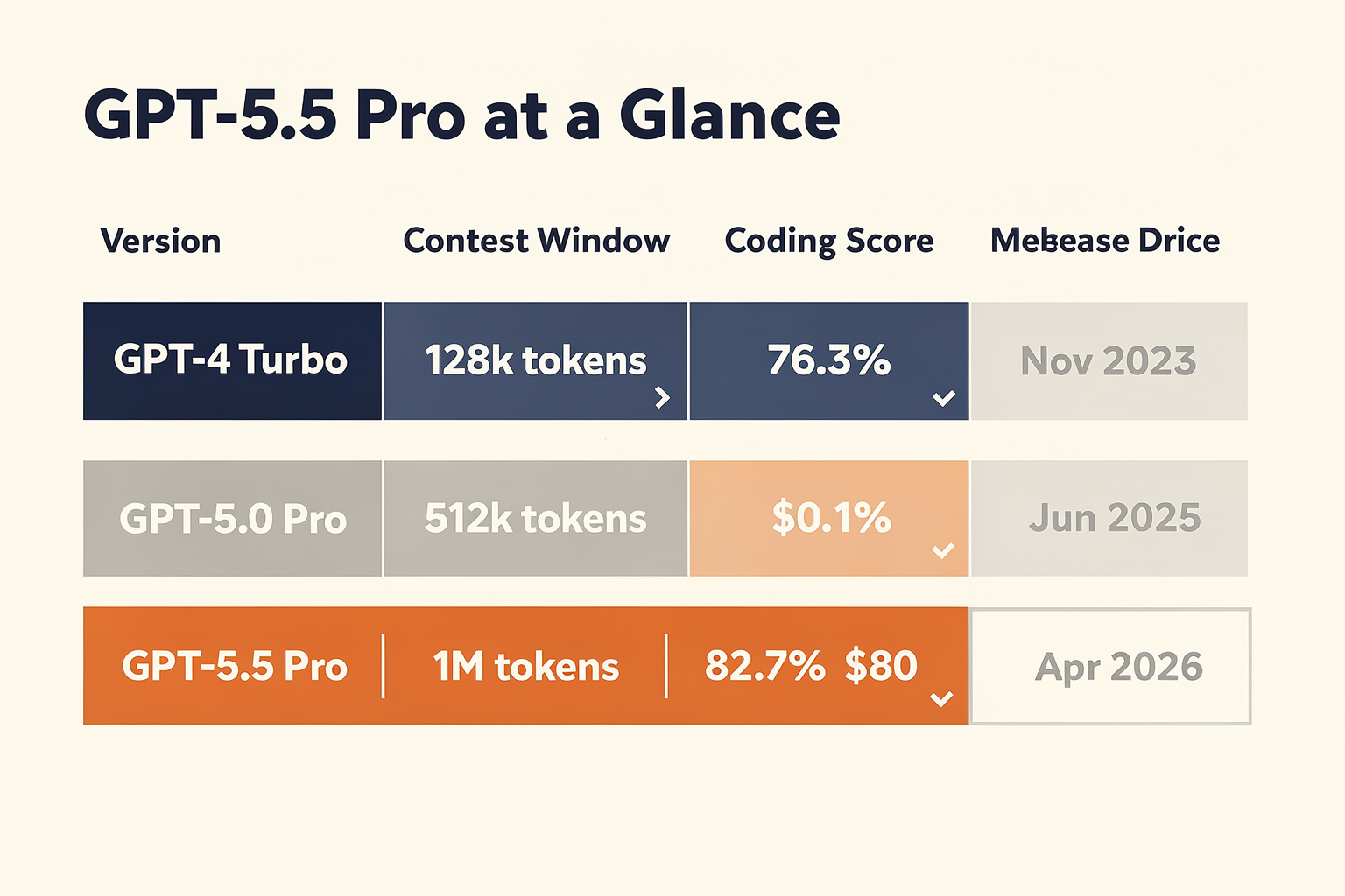 GPT-5.5 Pro at a Glance (TABLE)