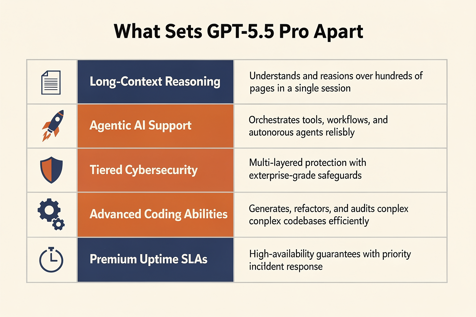 Key Developments: What Sets GPT-5.5 Pro Apart (TABLE)