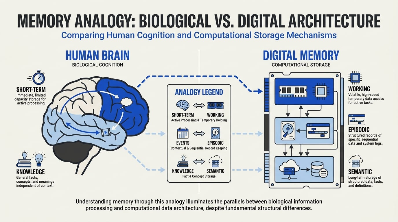 Comparison: Agent Memory Types vs. Human Cognition