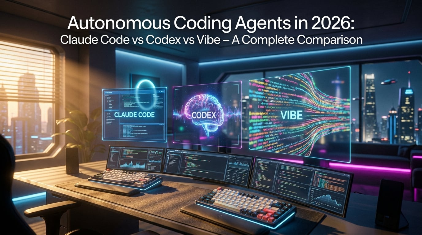 Cover image: Autonomous Coding Agents in 2026: Claude Code vs Codex vs Vibe – A Complete Comparison