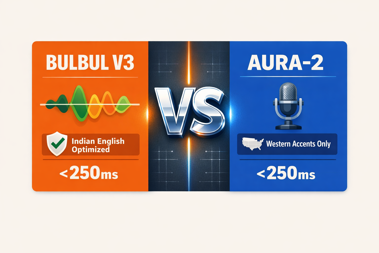 A bold, split-screen comparison header graphic divided vertically by a glowing versus symbol