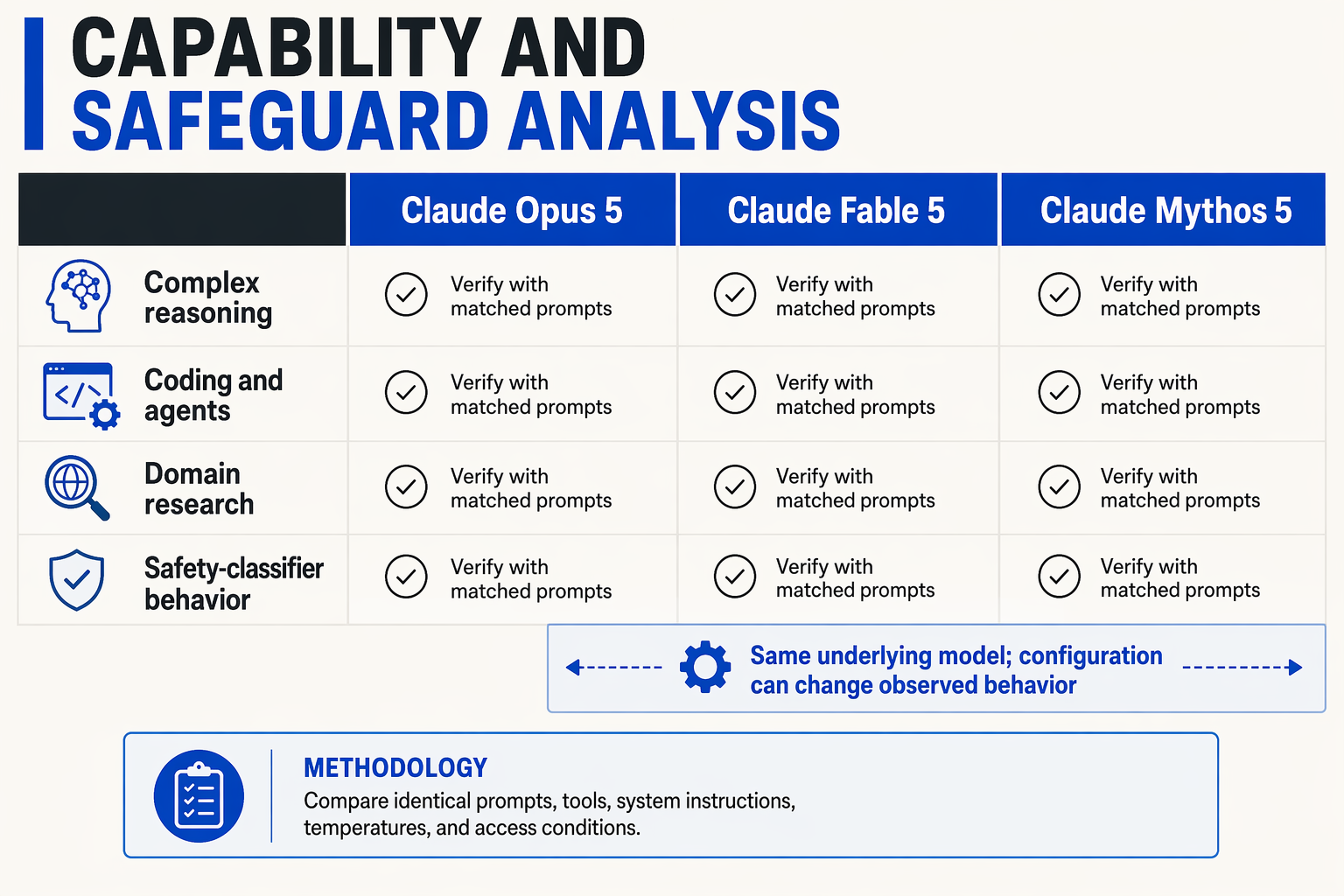 A four-lane comparison dashboard titled CAPABILITY AND SAFEGUARD ANALYSIS