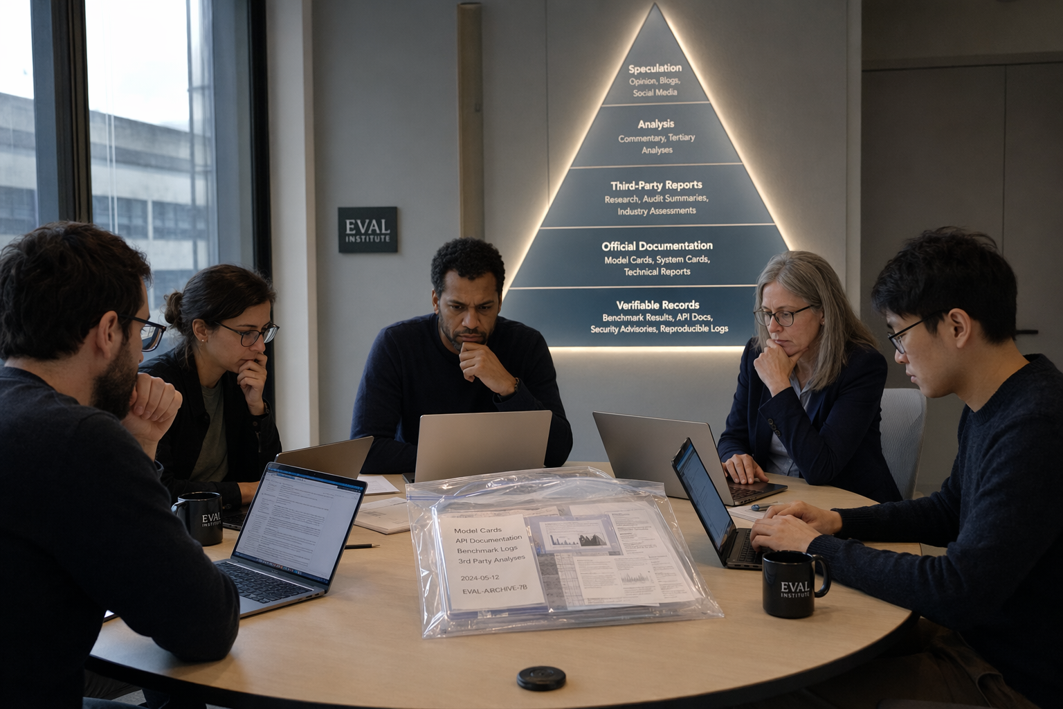 Show a formal roundtable inside an independent AI evaluation institute