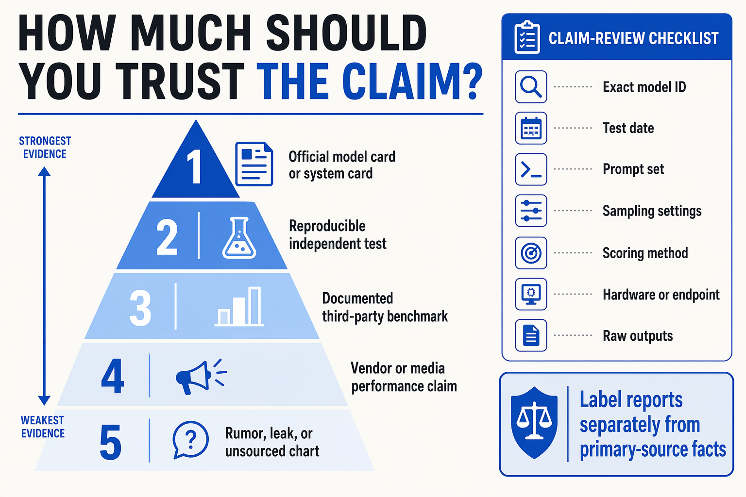 An evidence pyramid titled HOW MUCH SHOULD YOU TRUST THE CLAIM?