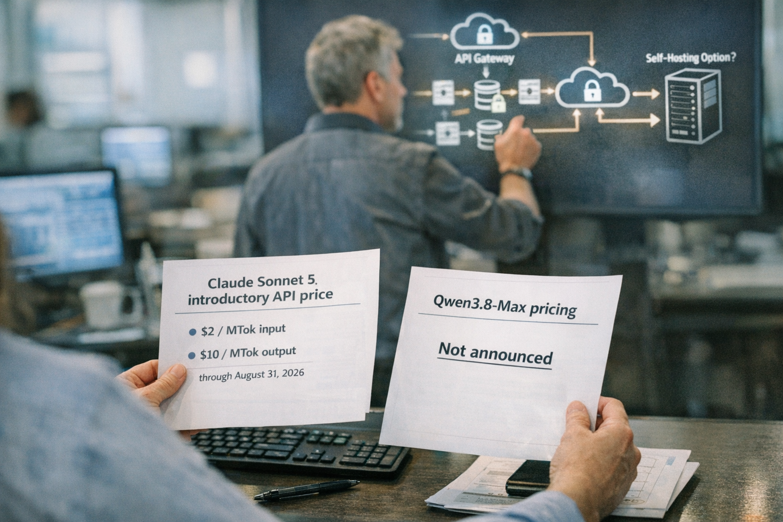 A secure enterprise architecture scene in a modern compliance center