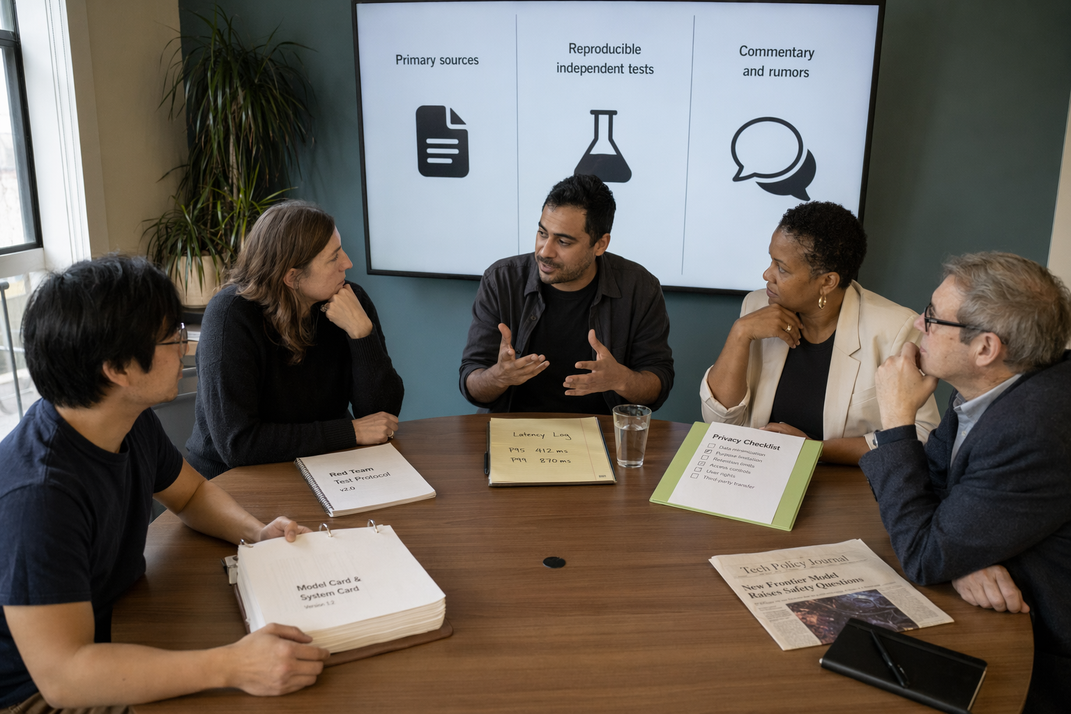A roundtable discussion in an independent technology policy institute, with an AI engineer, security researcher, developer