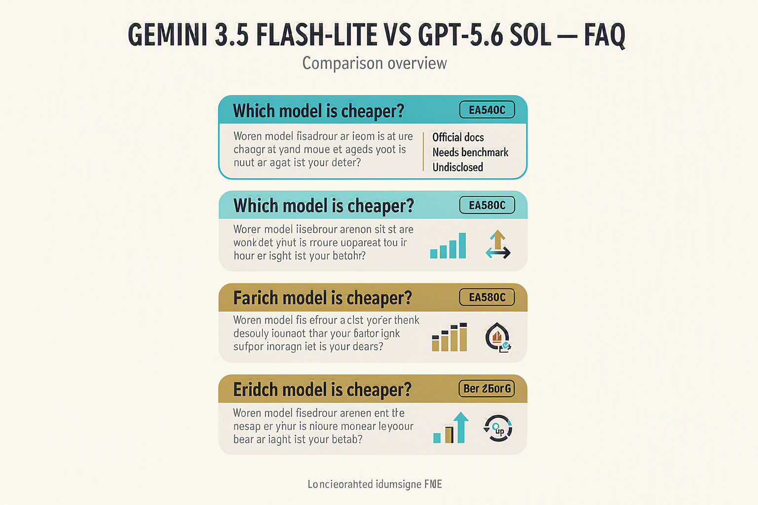 A structured FAQ infographic titled GEMINI 3.5 FLASH-LITE VS GPT-5.6 SOL — FAQ with eight stacked question cards