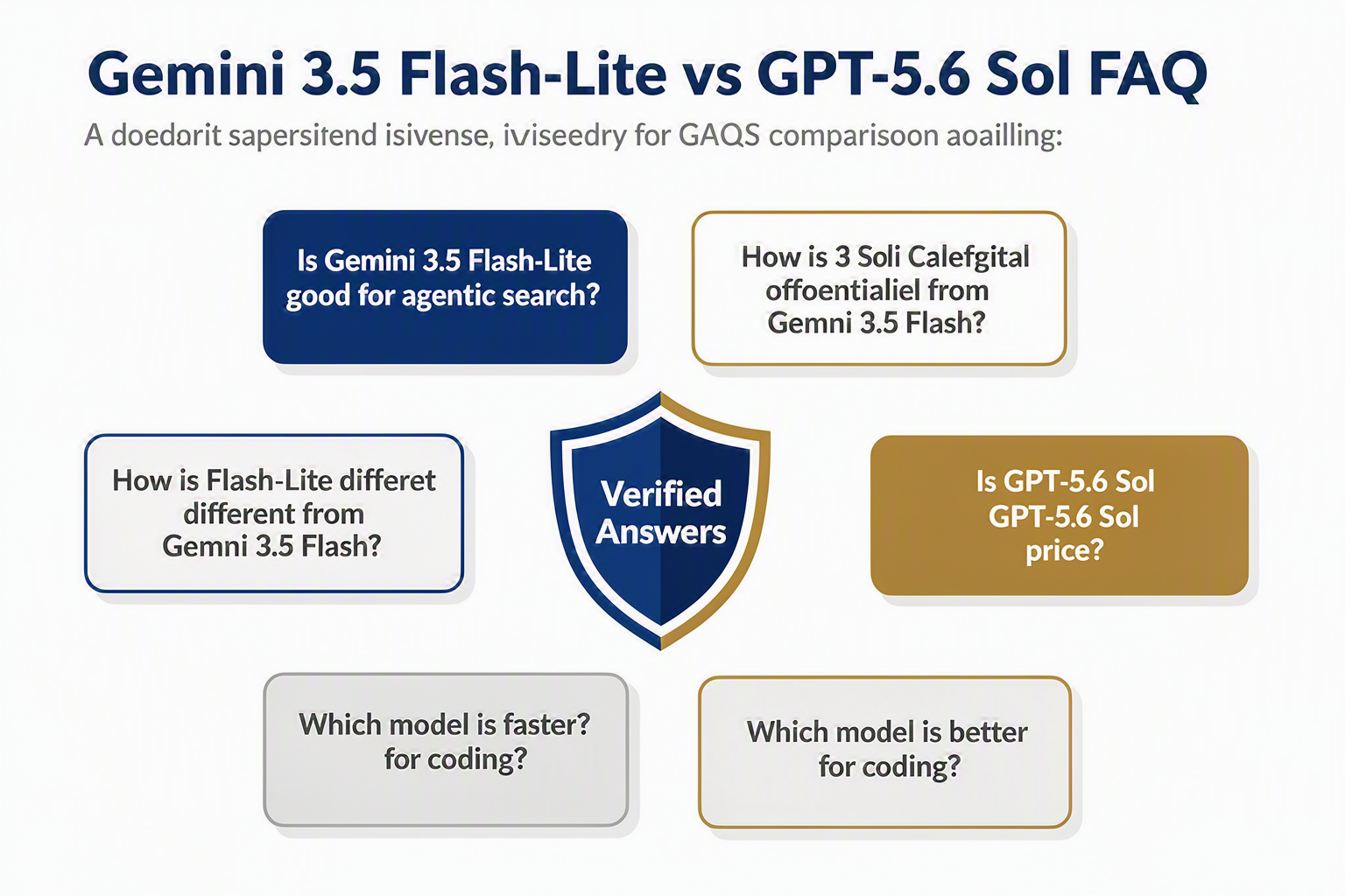 Create a clean two-column FAQ map headed Gemini 3.5 Flash-Lite vs GPT-5.6 Sol FAQ