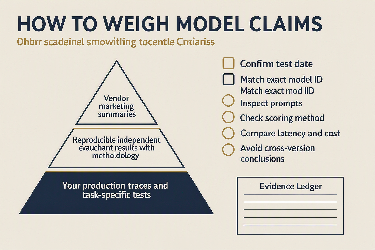 An evidence-pyramid infographic titled HOW TO WEIGH MODEL CLAIMS
