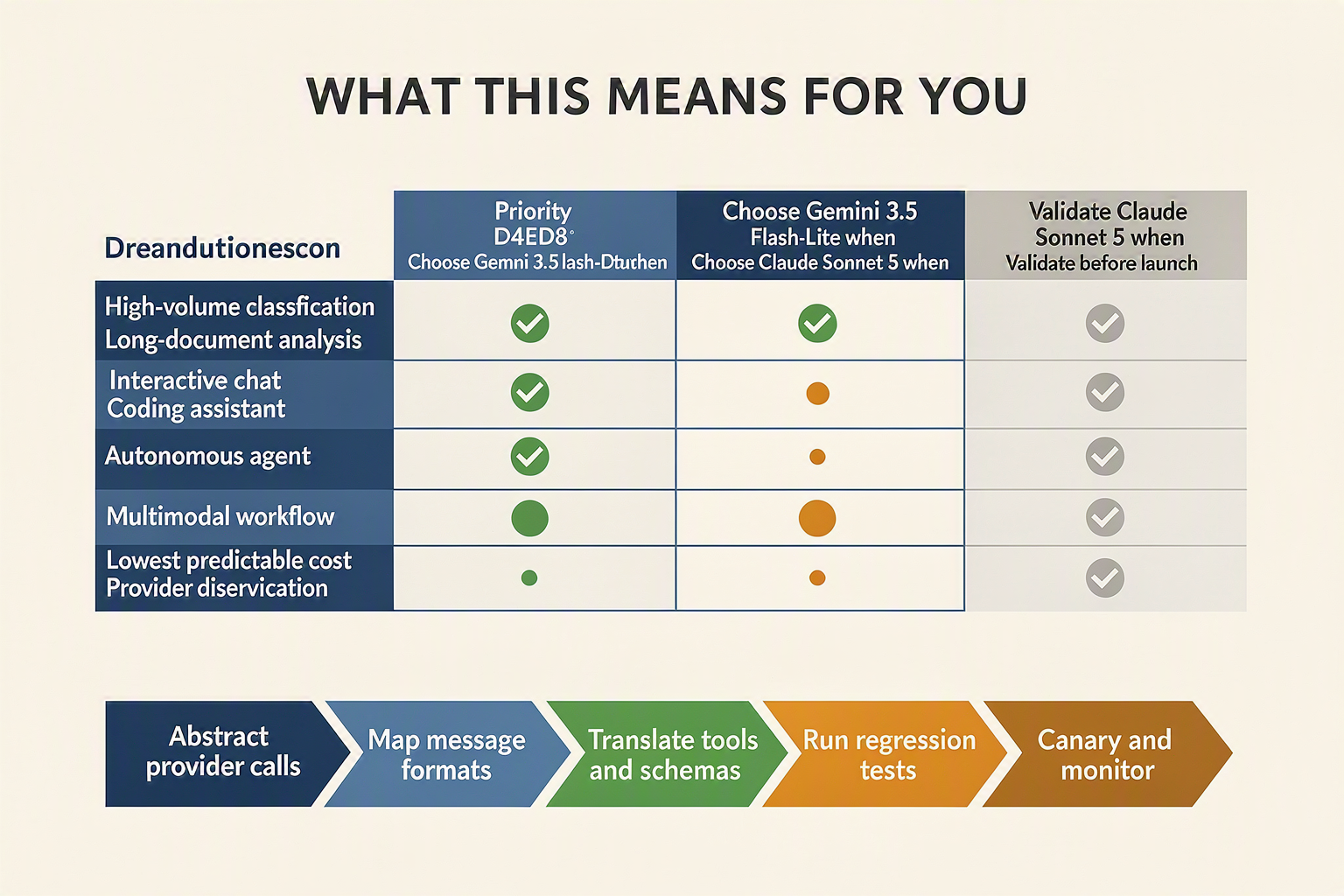 A decision matrix flowing into a migration roadmap