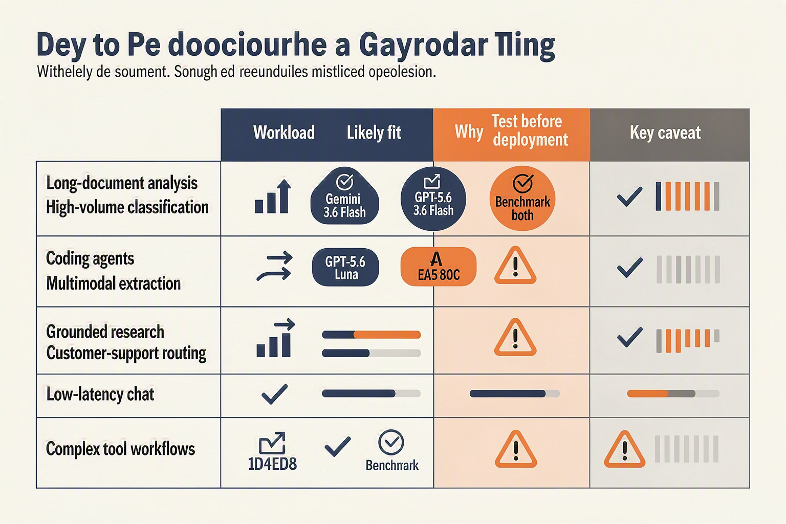 A decision matrix infographic titled WHAT THIS MEANS FOR YOU with columns labeled Workload, Likely fit, Why, Test before