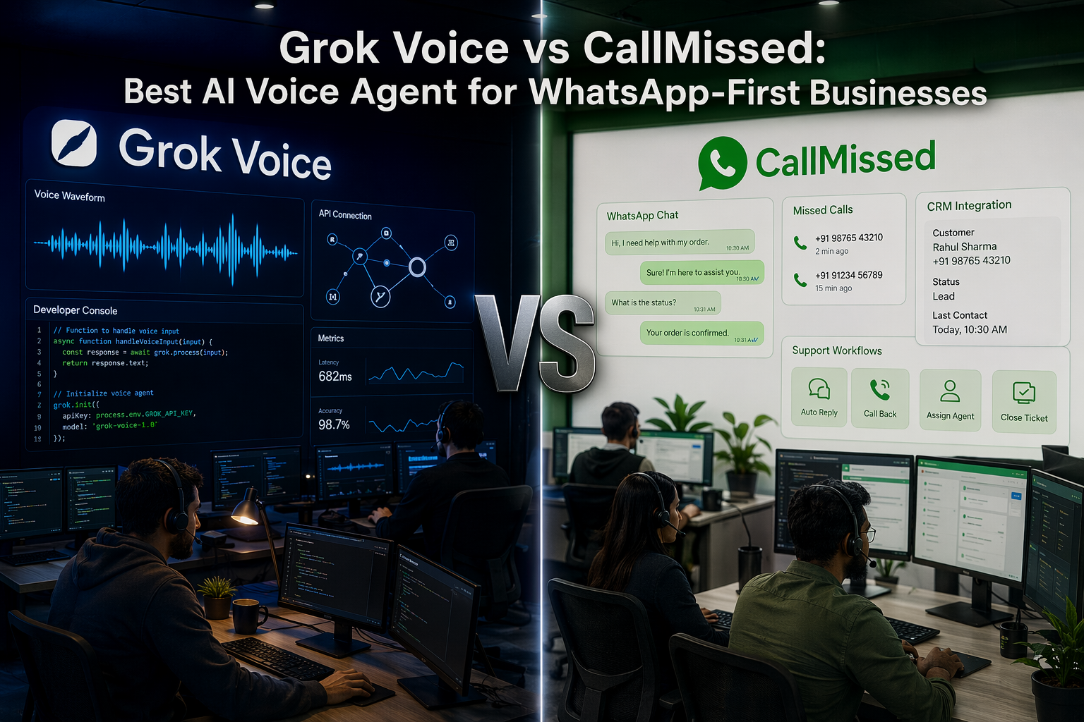 Grok Voice vs CallMissed: Best AI Voice Agent for WhatsApp-First Businesses