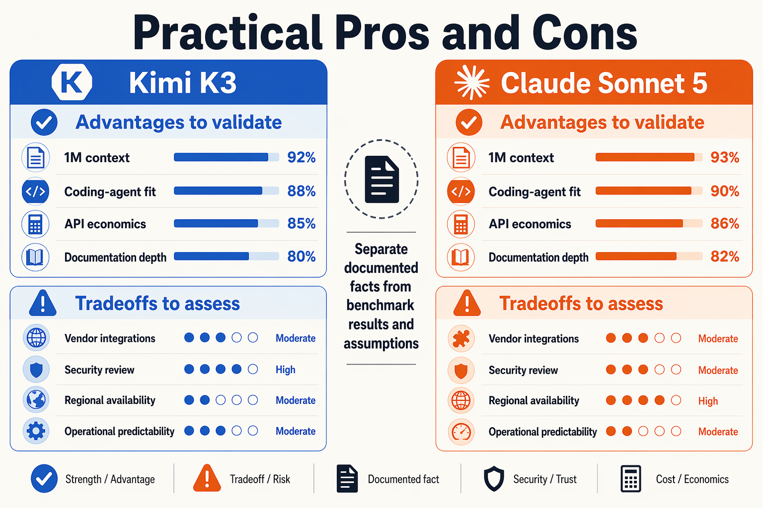 Design a balanced four-quadrant comparison titled Practical Pros and Cons