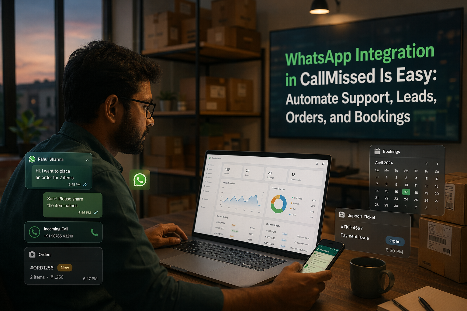 WhatsApp Integration in CallMissed Is Easy: Automate Support, Leads, Orders, and Bookings