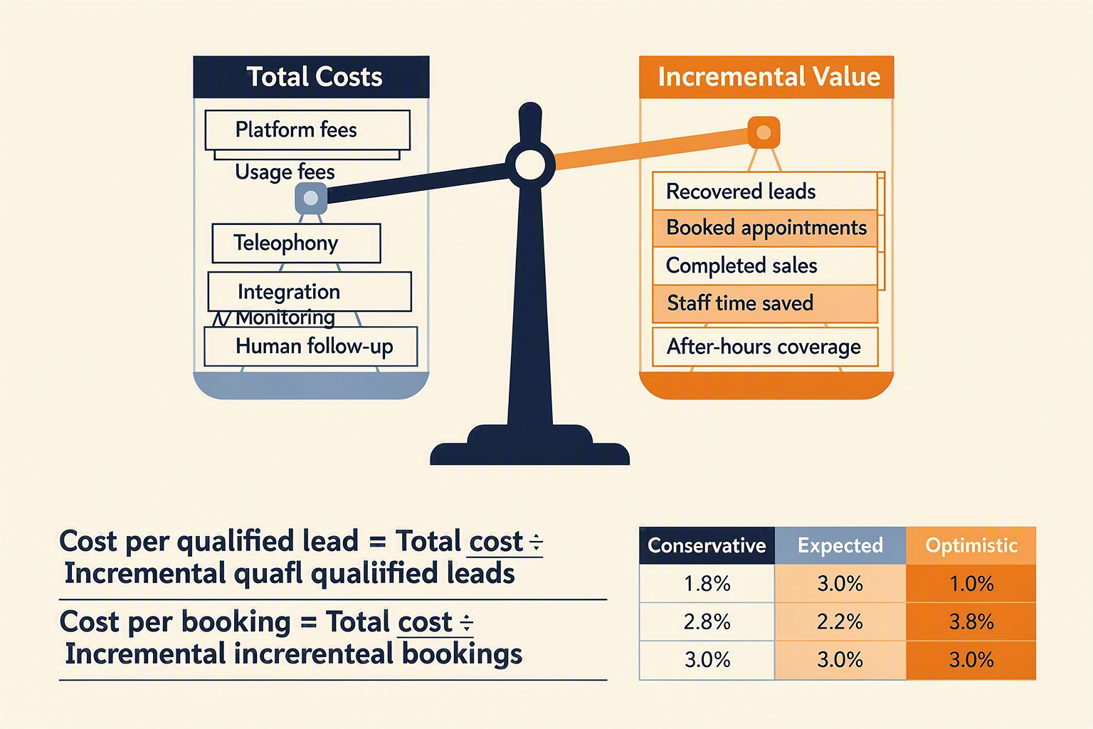 A financial sensitivity infographic centered on a balance scale