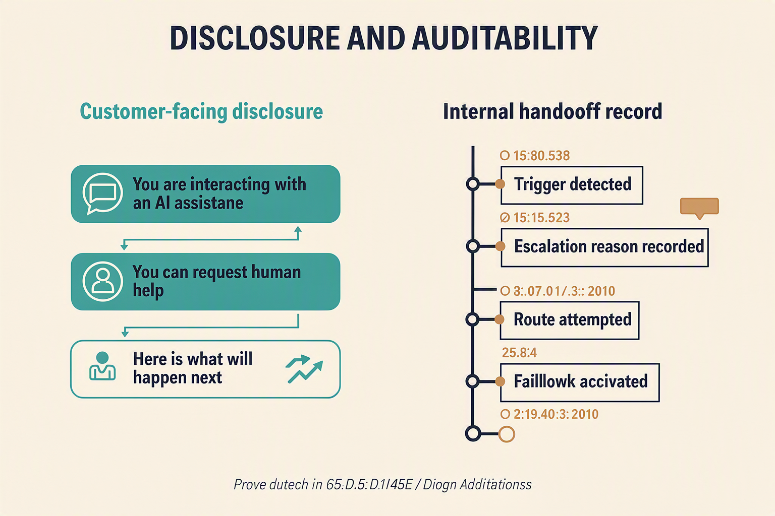 A split-panel governance infographic titled DISCLOSURE AND AUDITABILITY