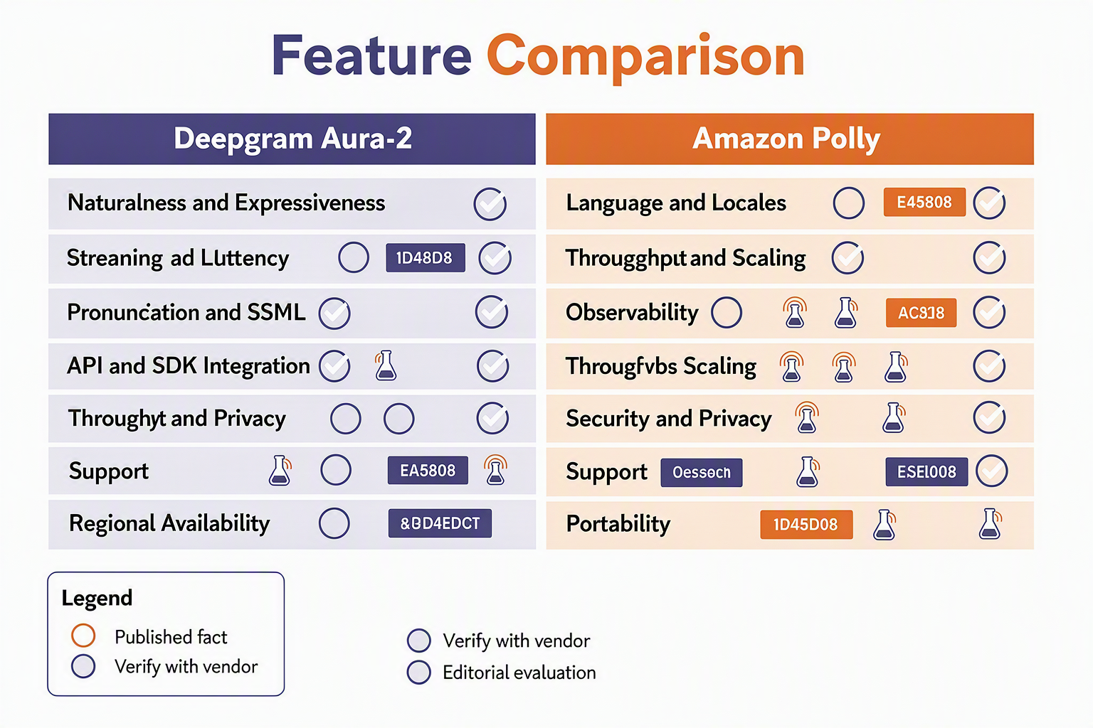 أنشئ رسمًا معلوماتيًا تفصيليًا للمقارنة جنبًا إلى جنب بعنوان Feature Comparison بالضبط مع عمودين كبيرين يحملان التسمية