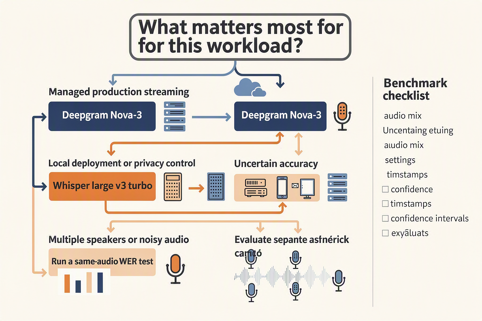 Create a decision-tree infographic beginning with the exact question What matters most for this workload?