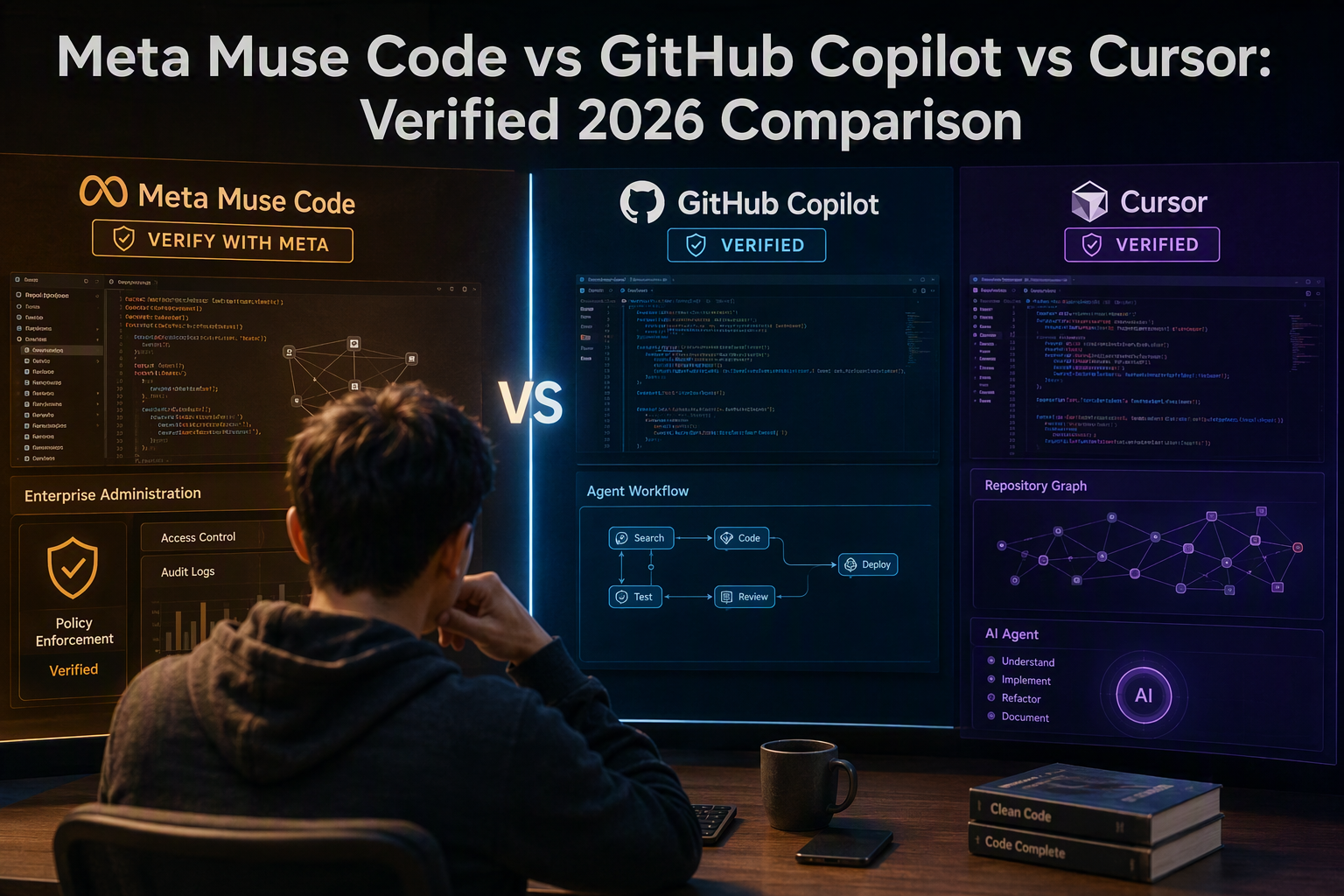 Meta Muse Code बनाम GitHub Copilot बनाम Cursor: 2026 की सत्यापित तुलना
