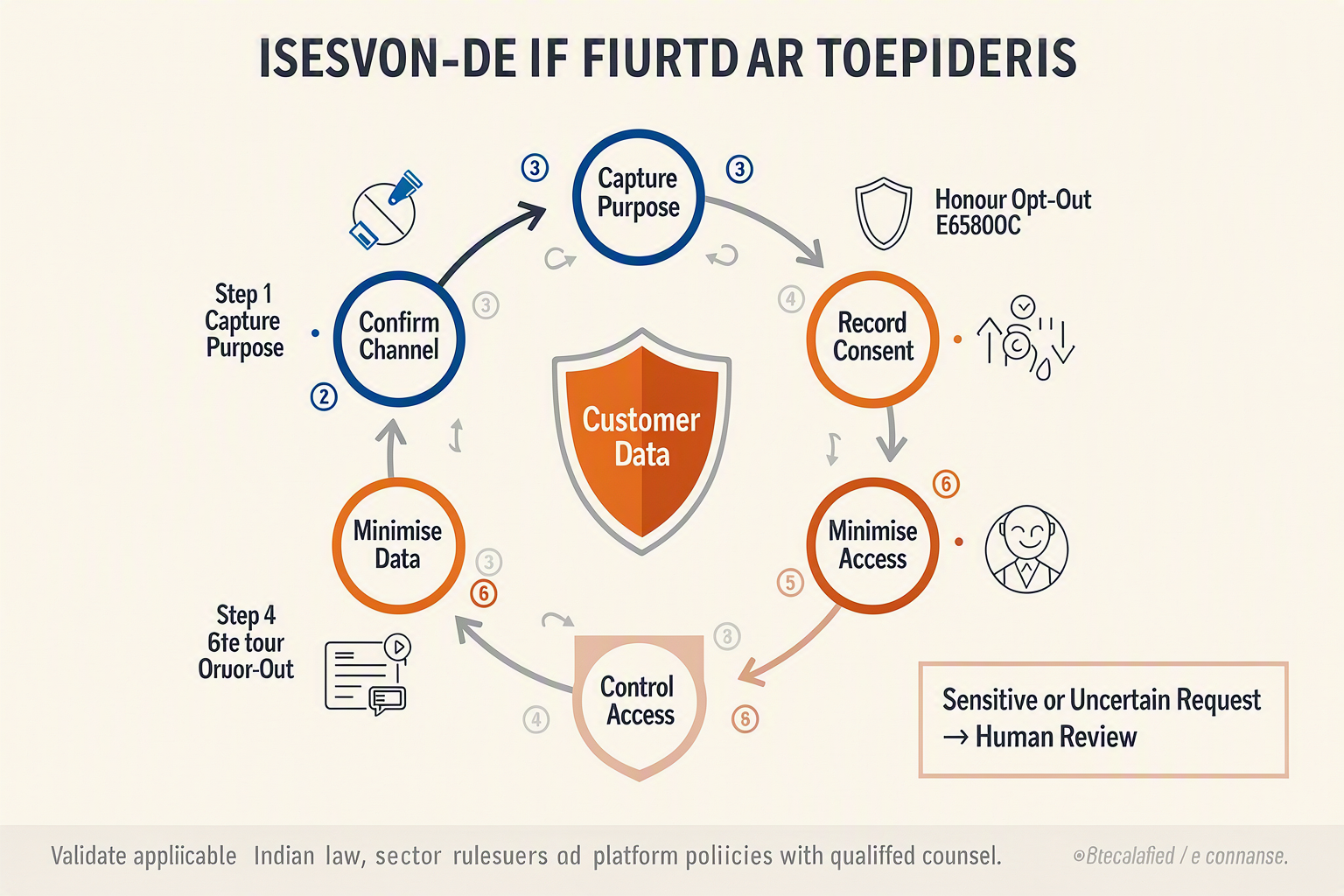 A privacy-by-design process infographic titled Consent-Aware Cross-Channel Follow-Up