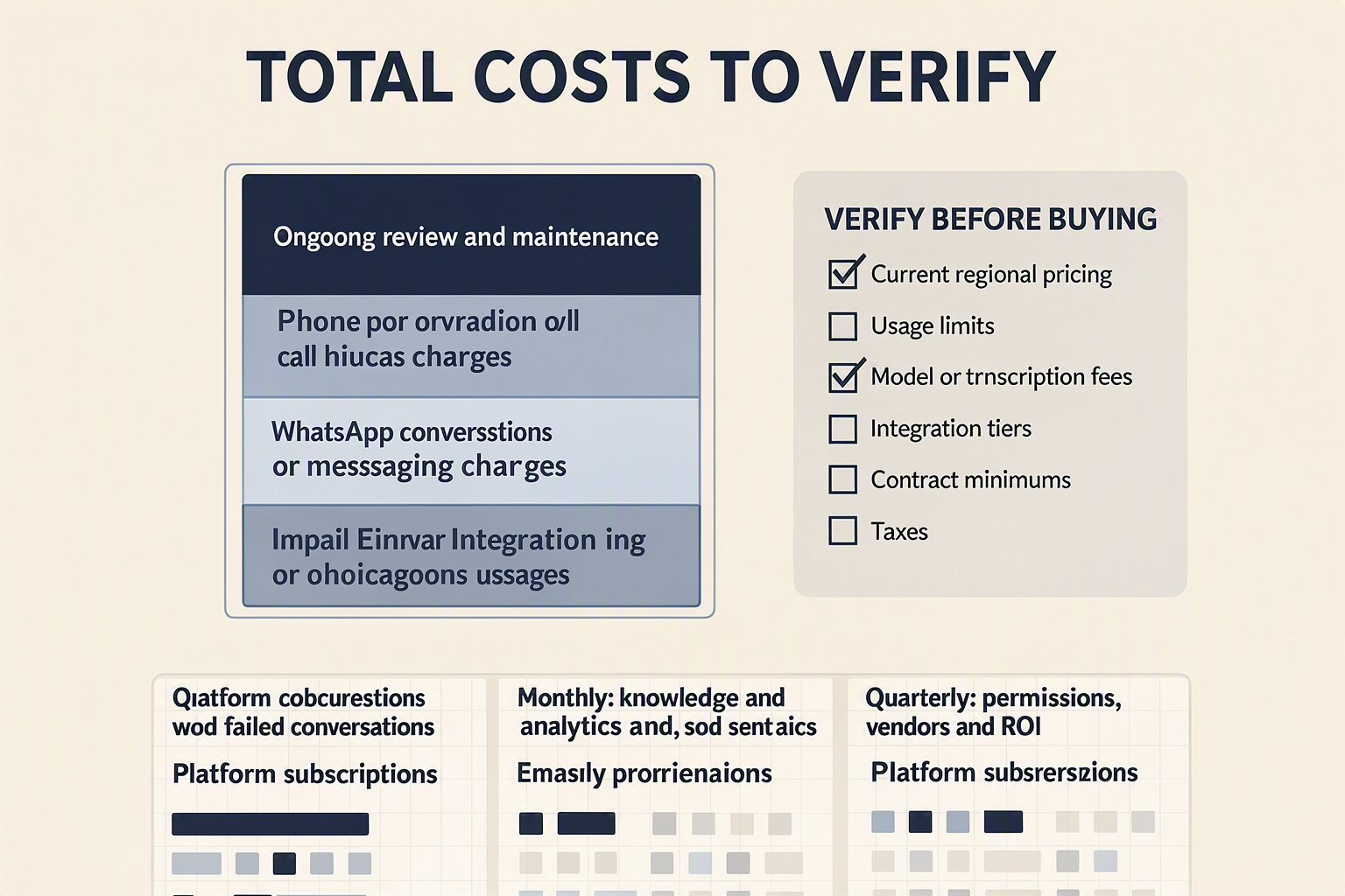 A transparent cost-stack infographic titled “TOTAL COSTS TO VERIFY” showing six layered blocks labelled “Platform