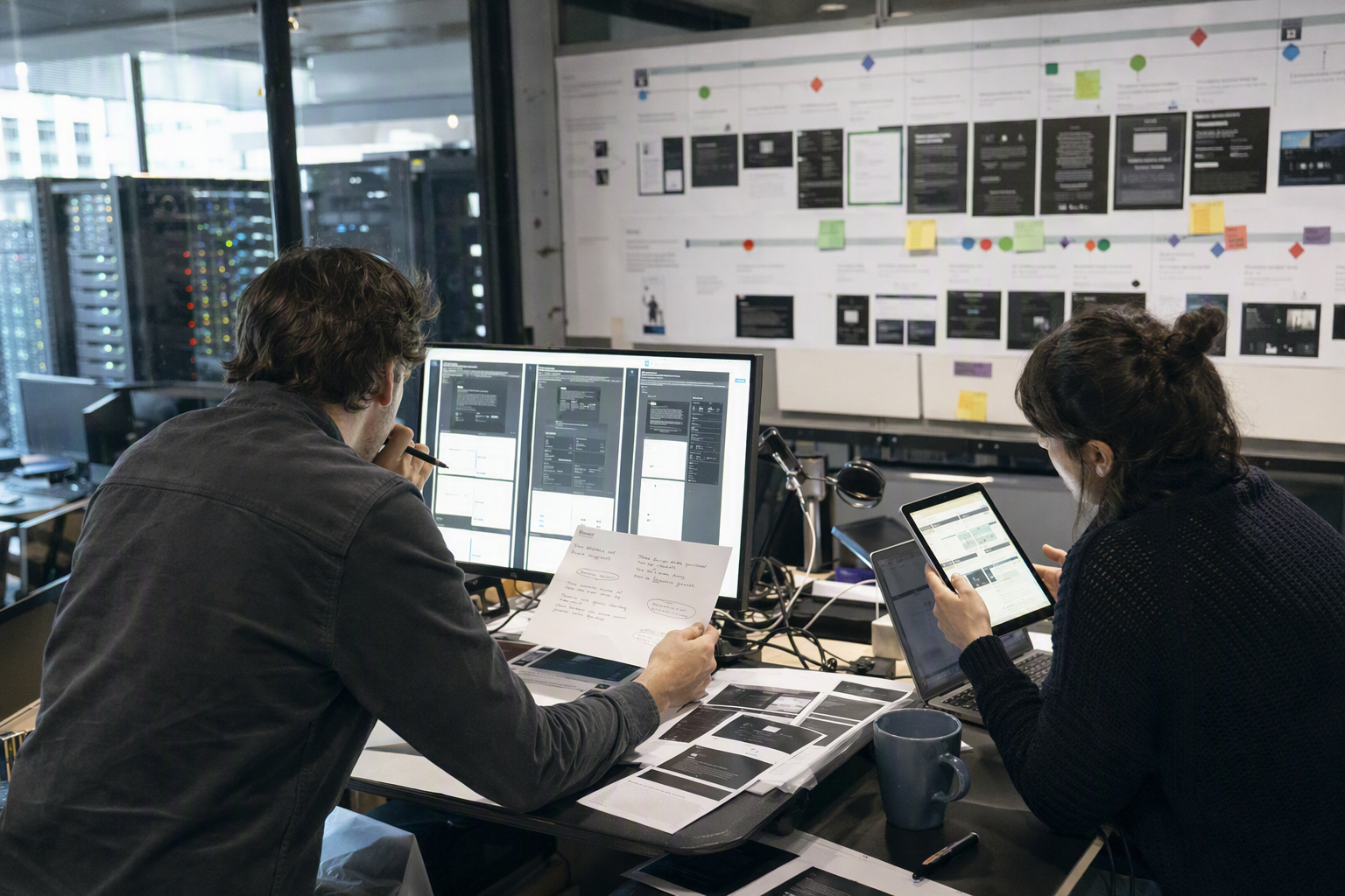 An investigative technology newsroom where two researchers verify frontier-model claims using official source pages on