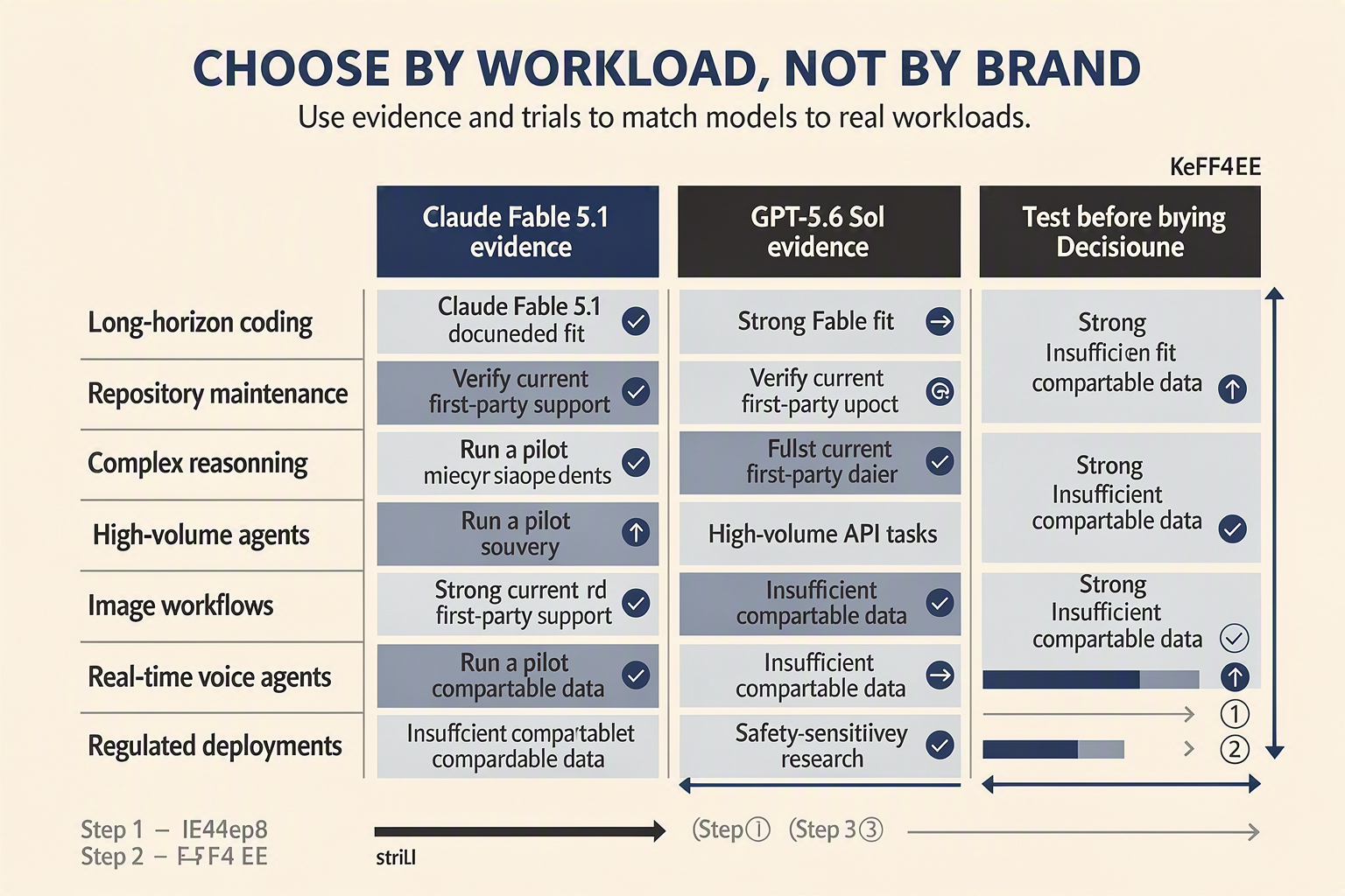 A decision-matrix infographic titled CHOOSE BY WORKLOAD, NOT BY BRAND