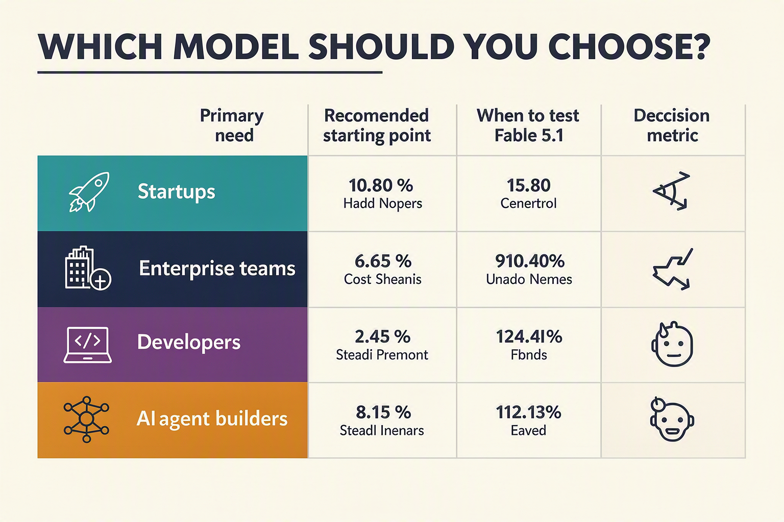 Create a persona-based decision table titled WHICH MODEL SHOULD YOU CHOOSE?