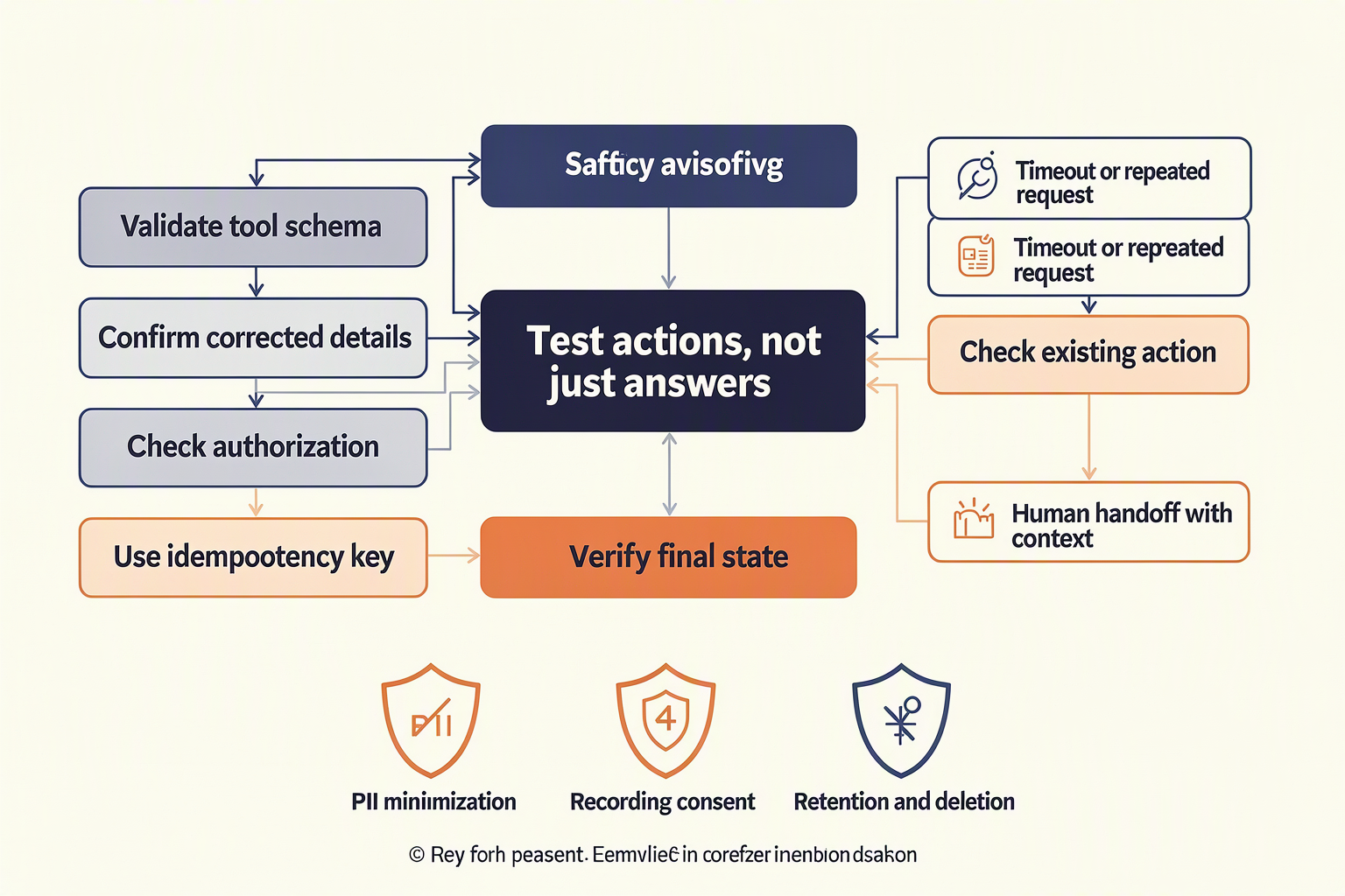 Create a branching safety-flow infographic centred on an appointment-change request
