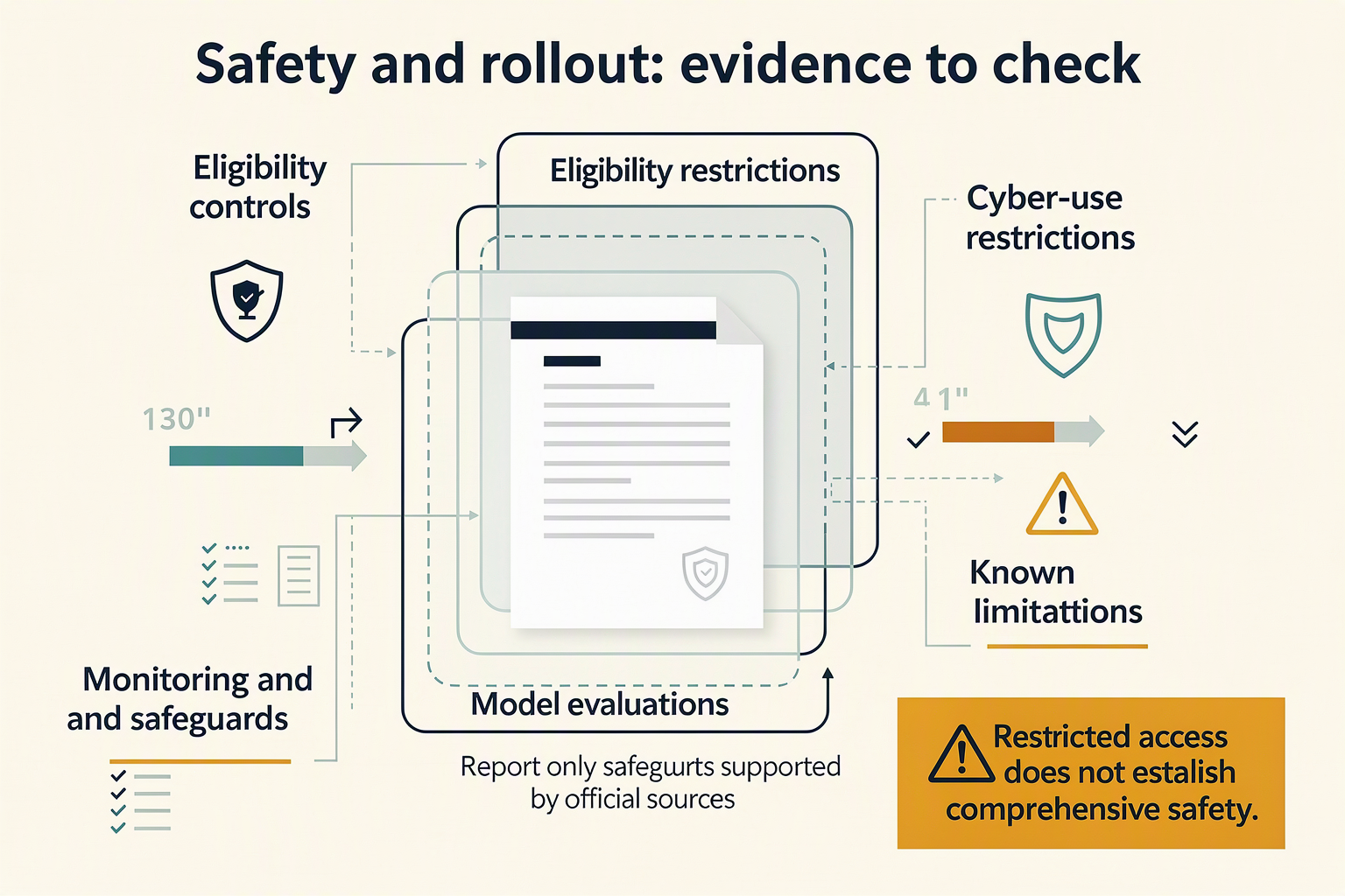 Design a layered safety-review infographic resembling a series of transparent protective panels around a central document