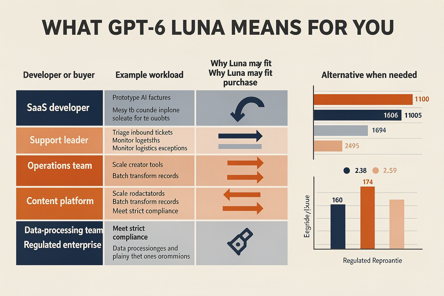 A workload-selection matrix titled WHAT GPT-6 LUNA MEANS FOR YOU
