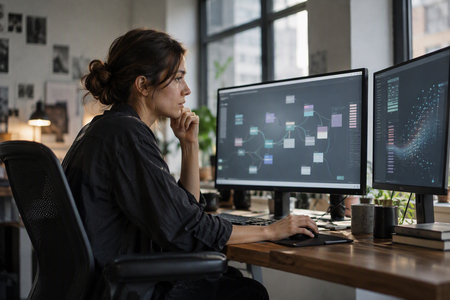 A focused engineering team works beside a business buyer in a glass-walled product laboratory, evaluating a compact,