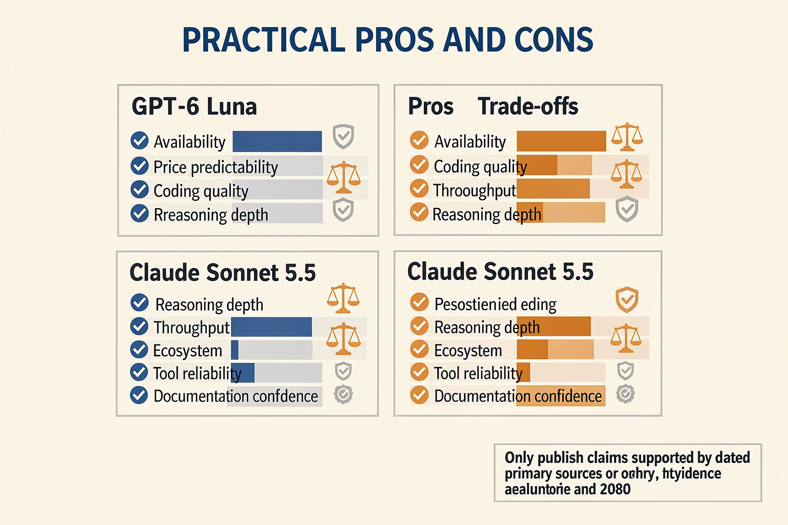 Create a clean four-quadrant comparison table titled PRACTICAL PROS AND CONS