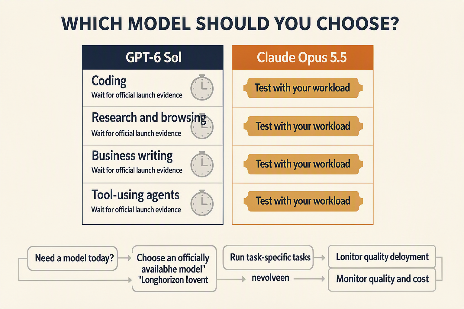 Create a use-case decision matrix titled WHICH MODEL SHOULD YOU CHOOSE?