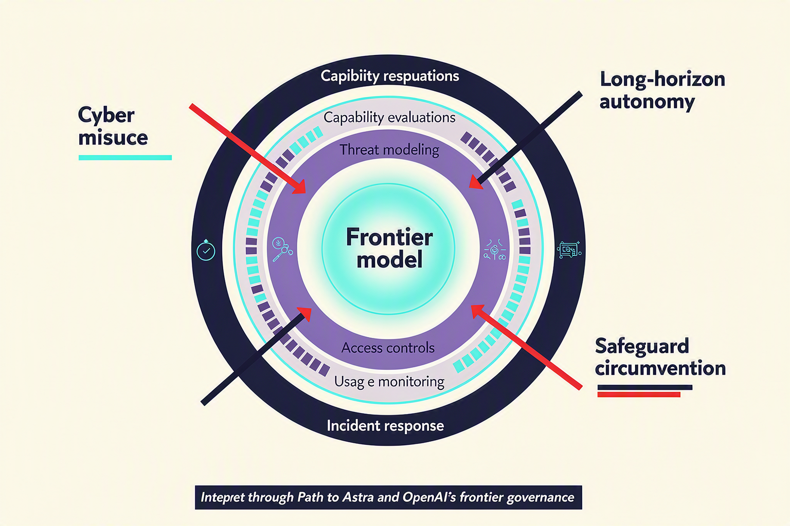 Illustrate a layered cybersecurity safeguards diagram titled ASTRA SAFEGUARD STACK