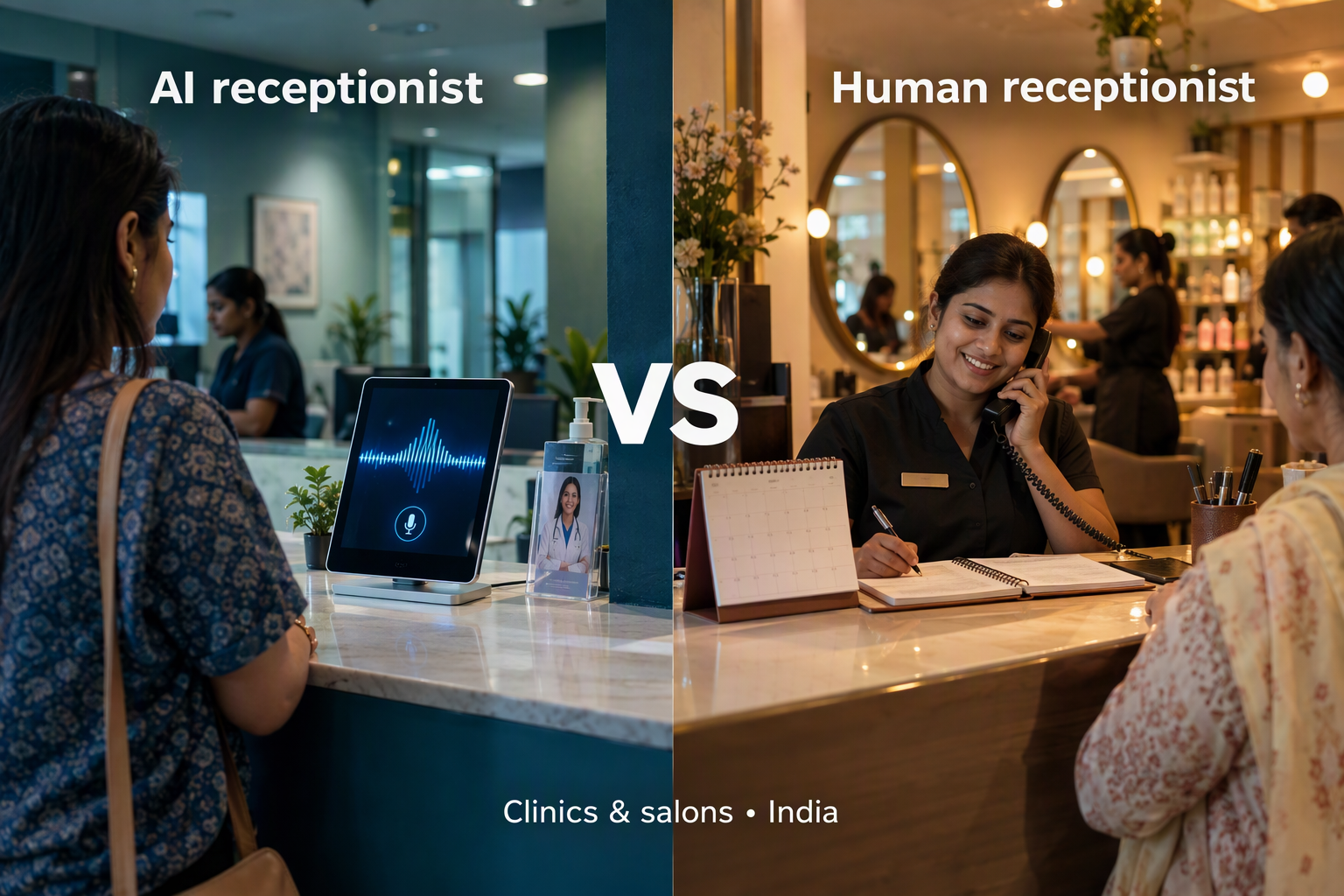 AI receptionist vs human: Clinic & Salon Costs in India