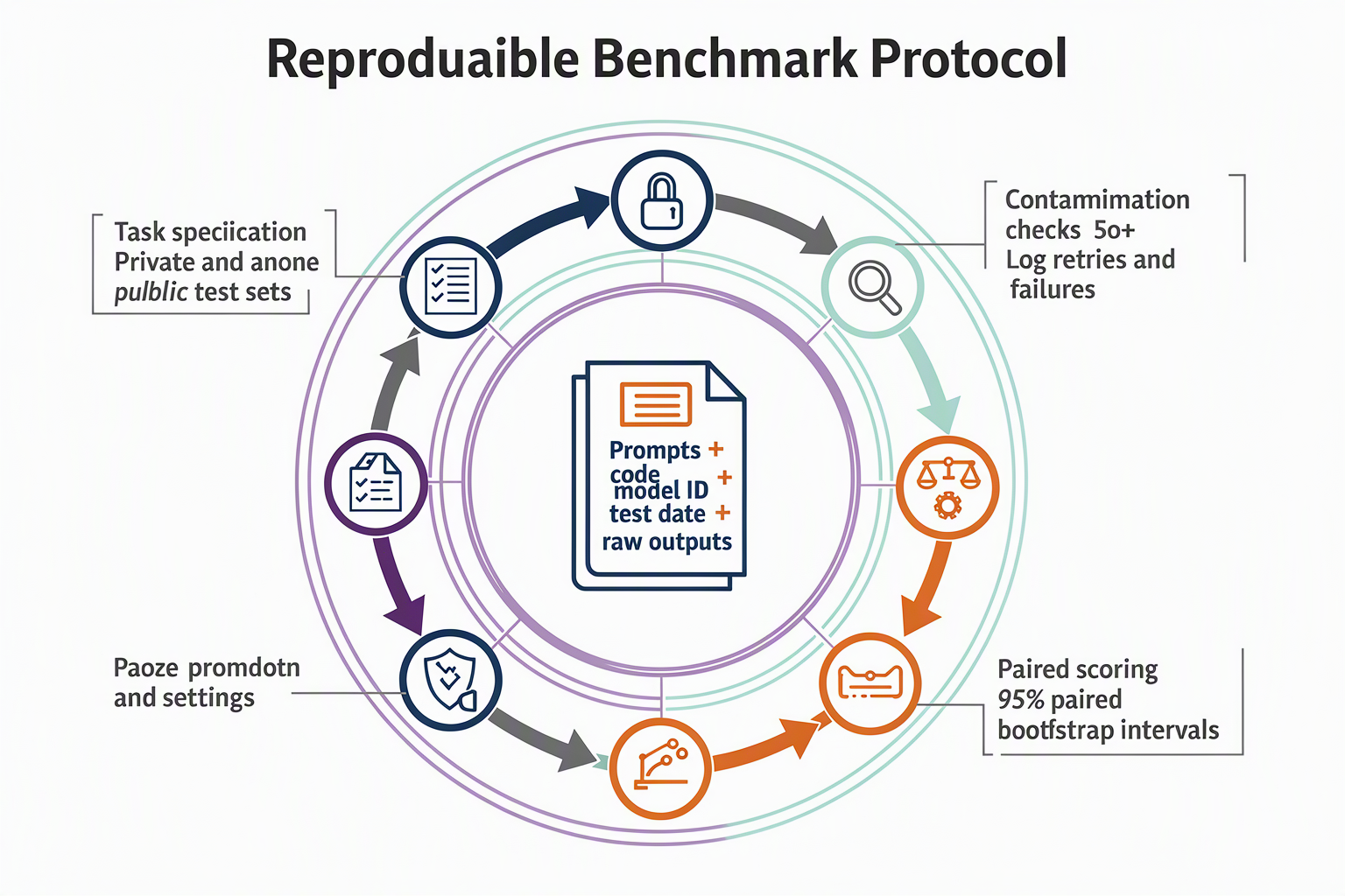 Workflow for datasets, contamination controls, repeated runs and confidence intervals