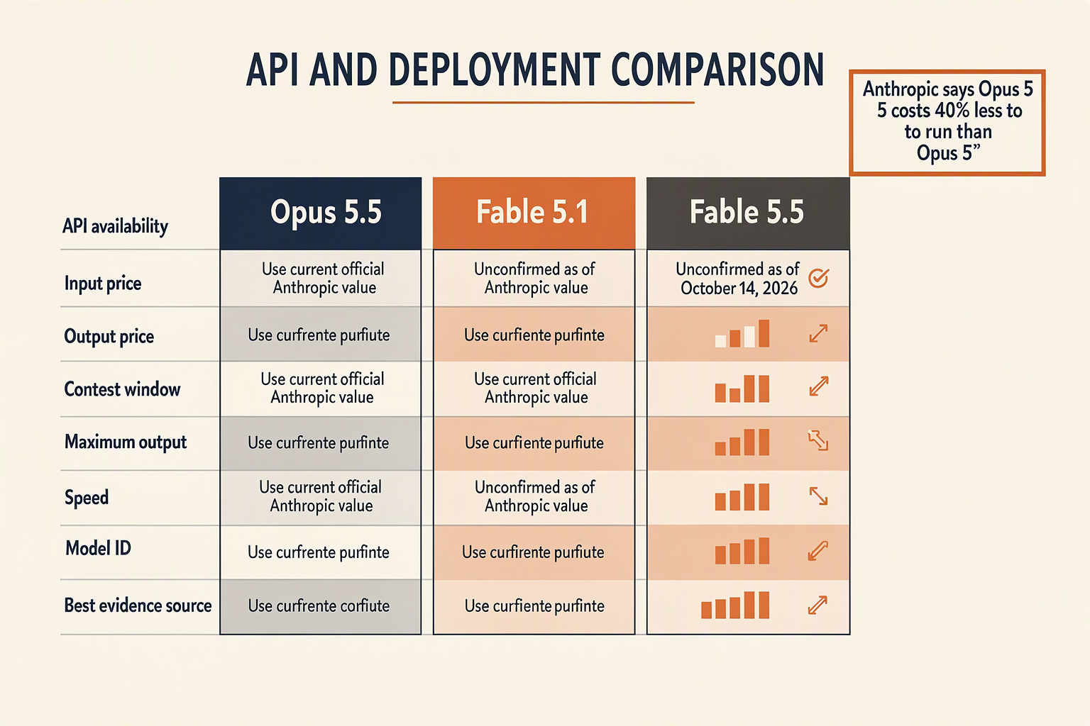 API pricing, context, speed and availability comparison for Opus 5.5, Fable 5.1 and Fable 5.5