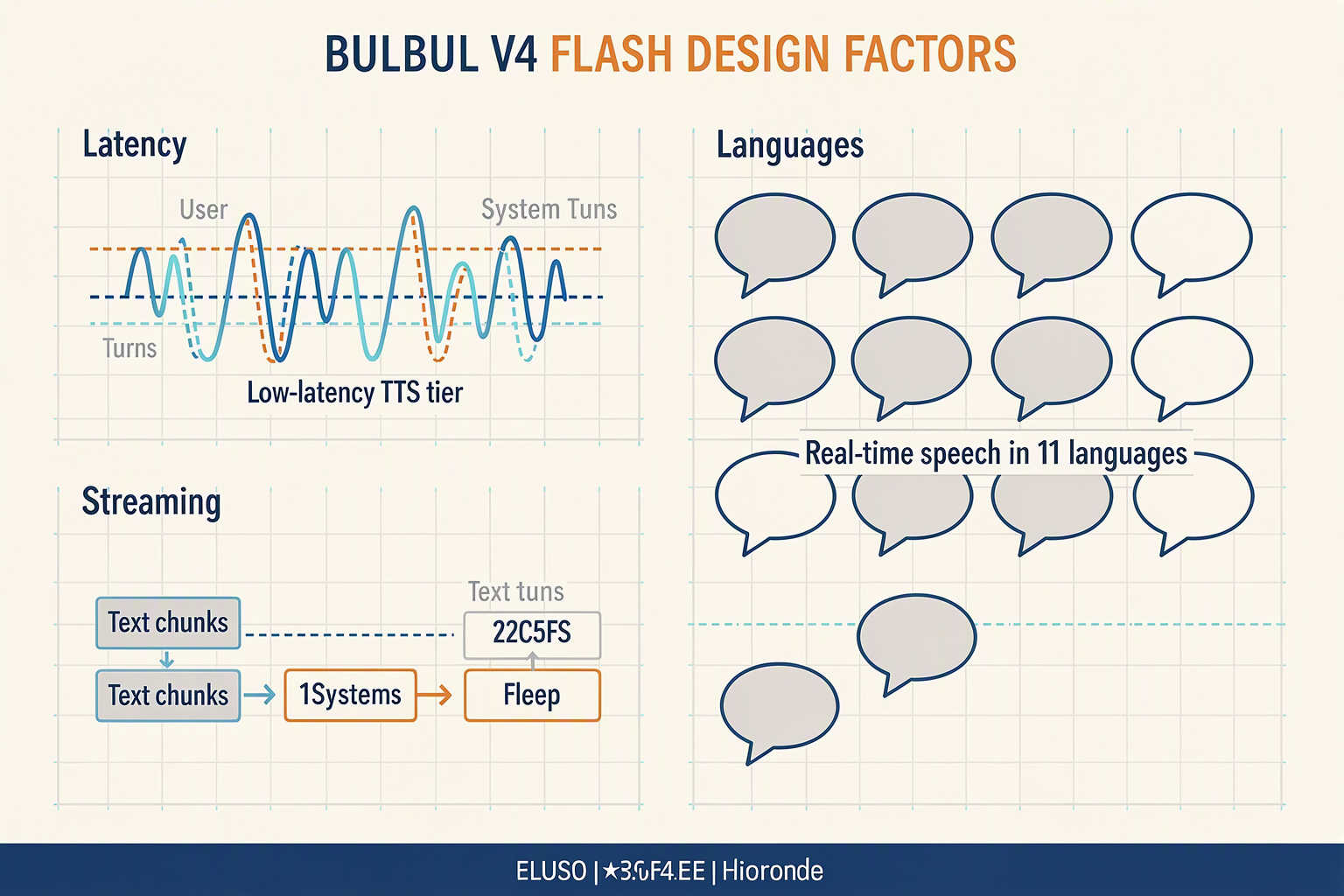 Dashboard summarizing Bulbul V4 Flash latency, 11 languages, streaming, and character pricing