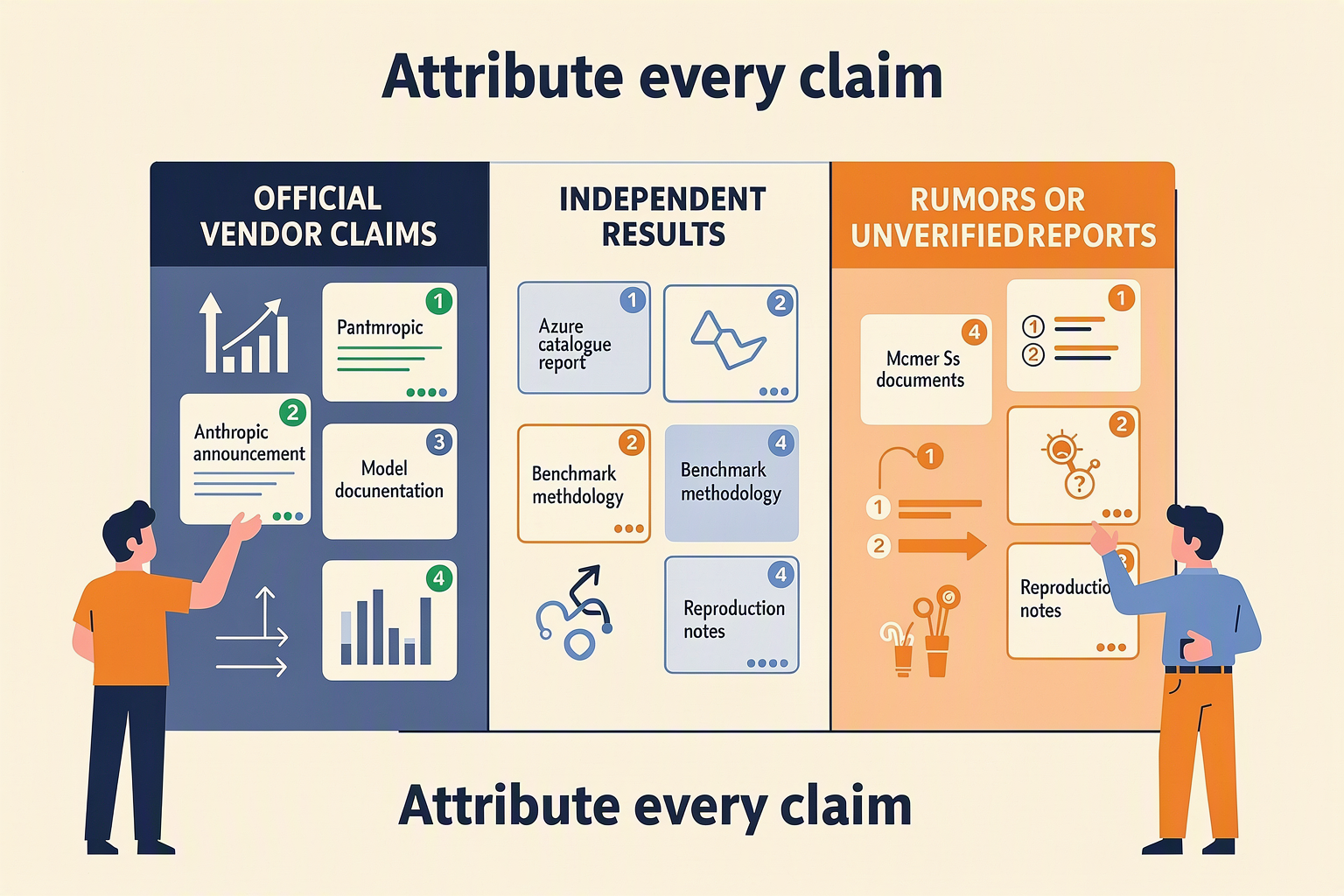 Editors sorting vendor claims, independent tests and unverified model reports by source quality